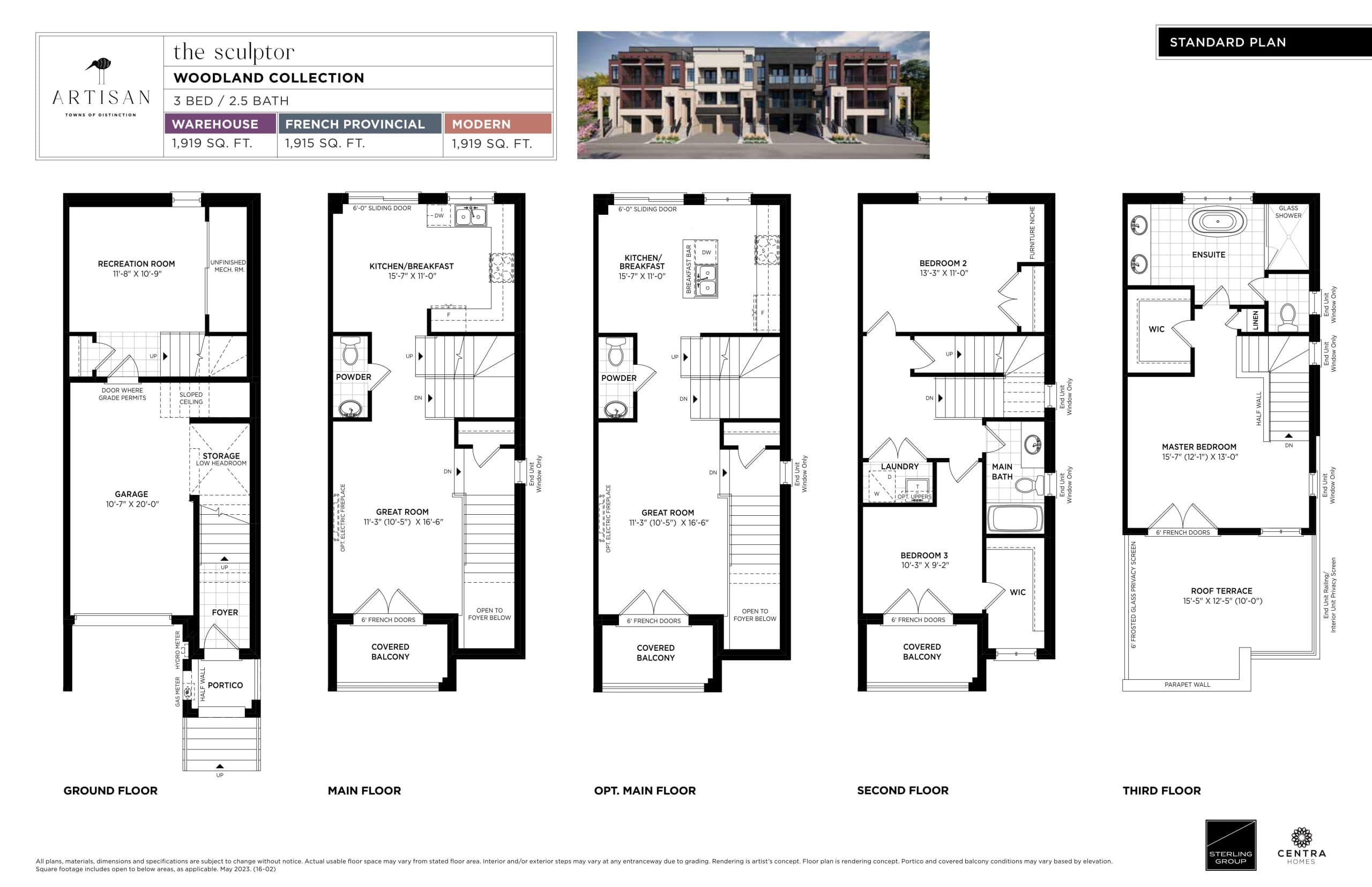 The Sculptor Floor Plan at Artisan Towns - 1919 sq.ft