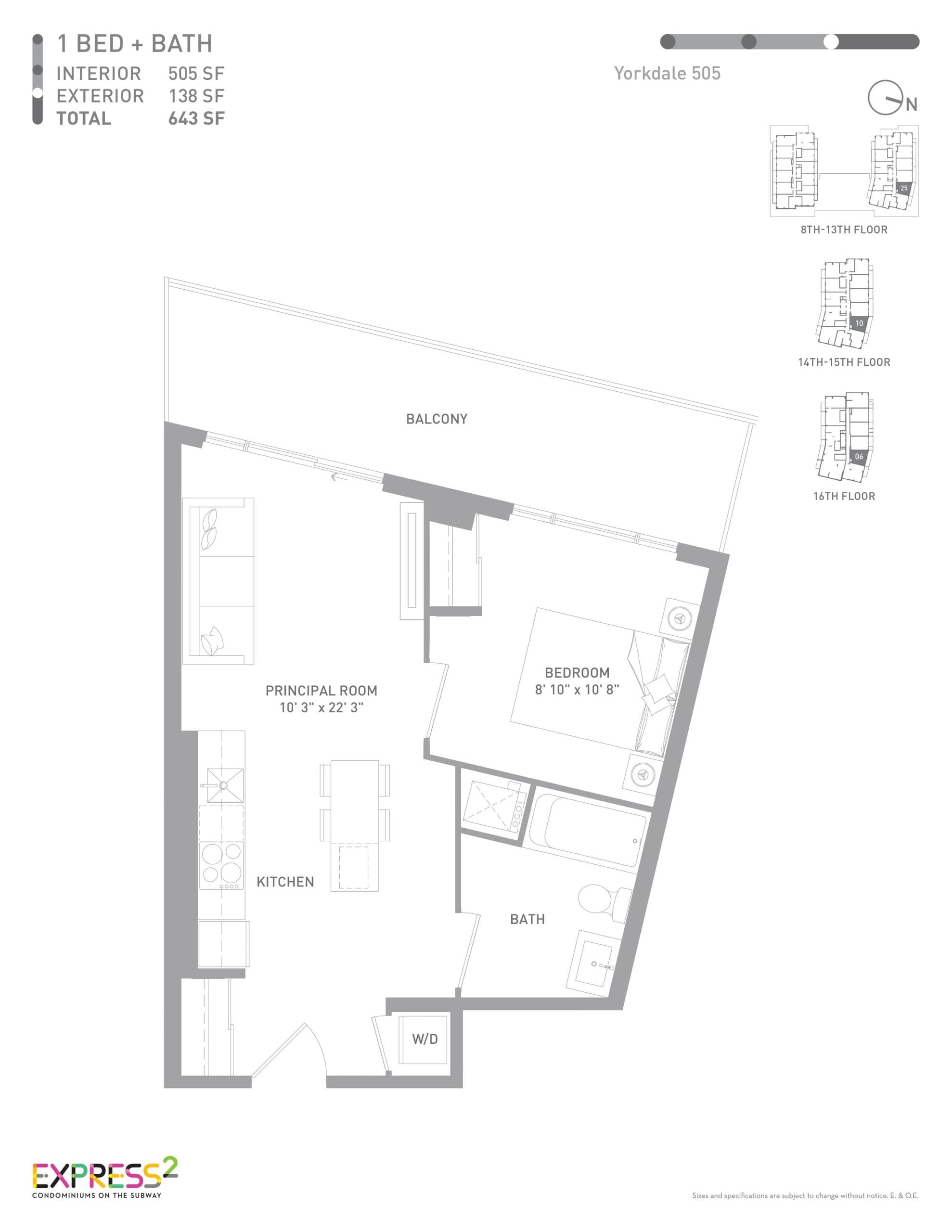 Yorkdale 505 Floor Plan at Express 2 Condos - 505 sq.ft