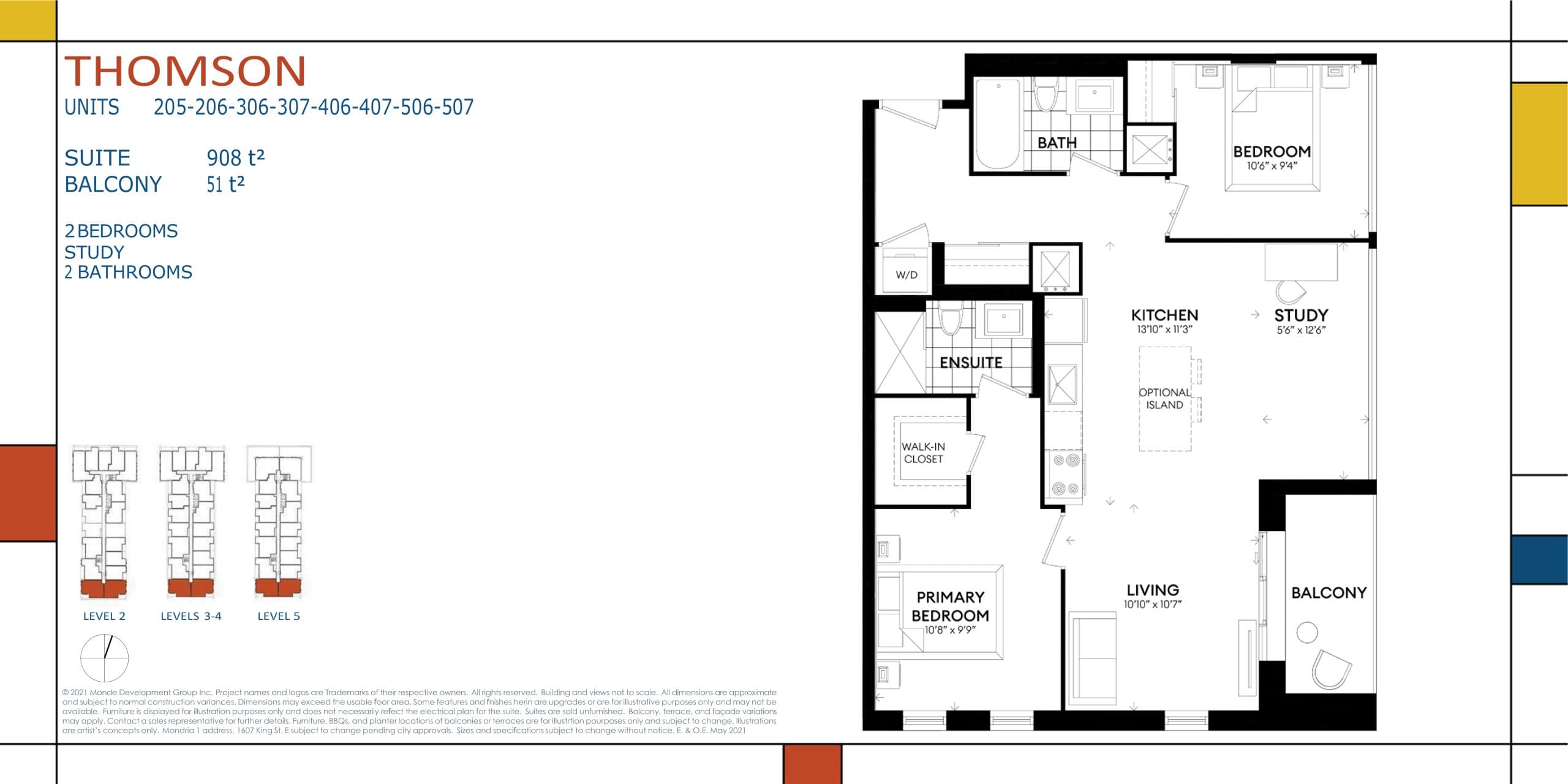 Thomson (Modernist Collection) Floor Plan at Mondria 1 Condos - 908 sq.ft