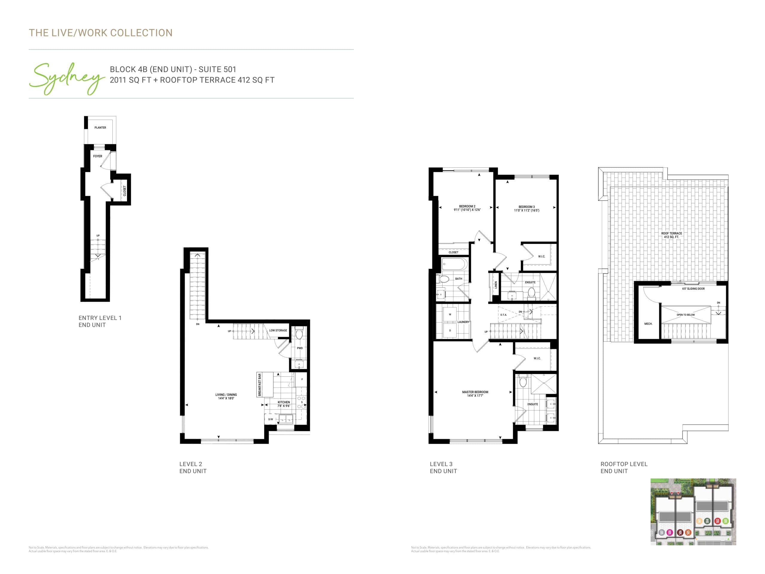 Sydney Floor Plan at One Place Gardens Towns - 2011 sq.ft