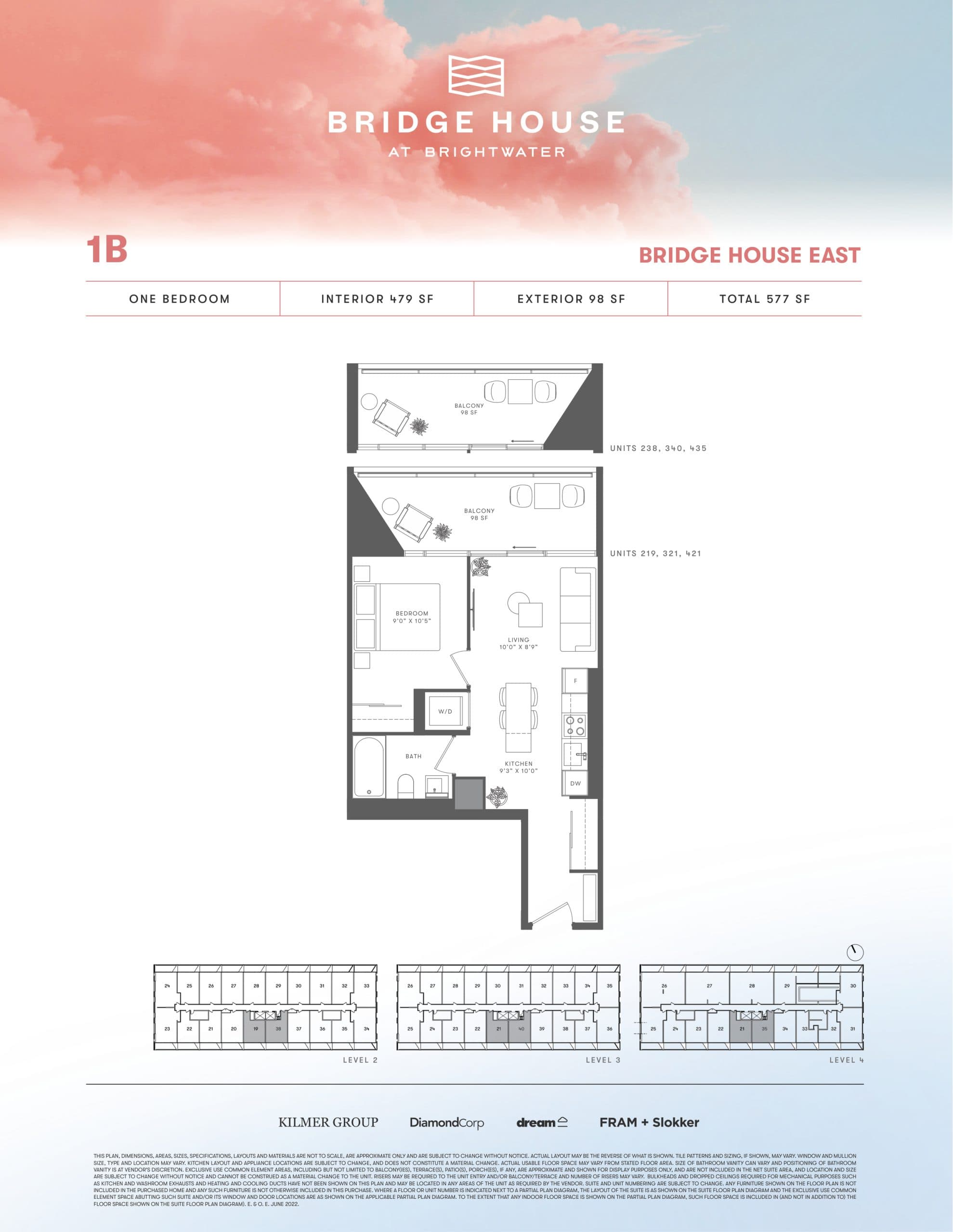 1B Floor Plan at Bridge House at Brightwater Condos - 479 sq.ft