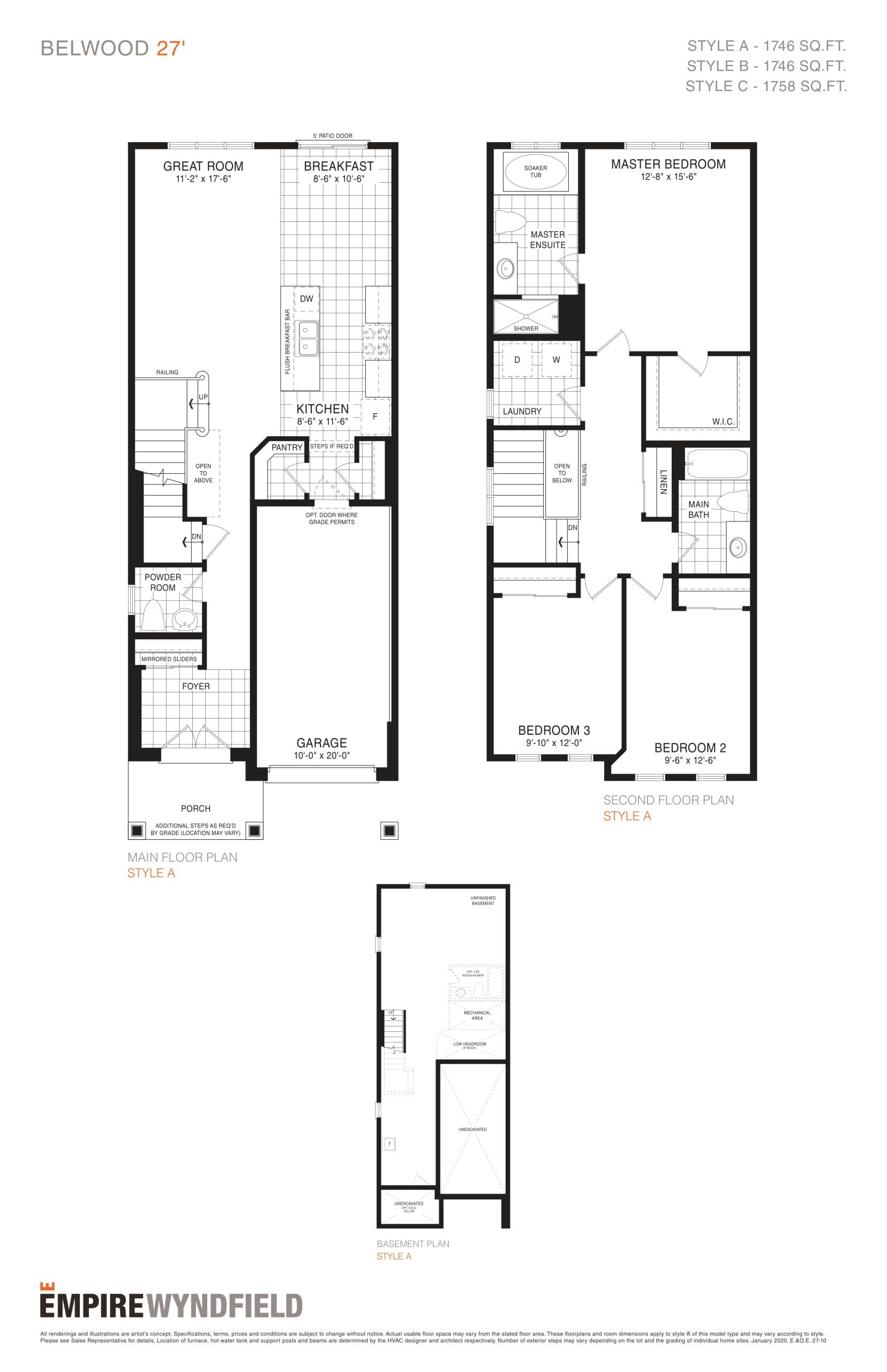 Belwood Floor Plan at Empire Wyndfield Towns - 1746 sq.ft