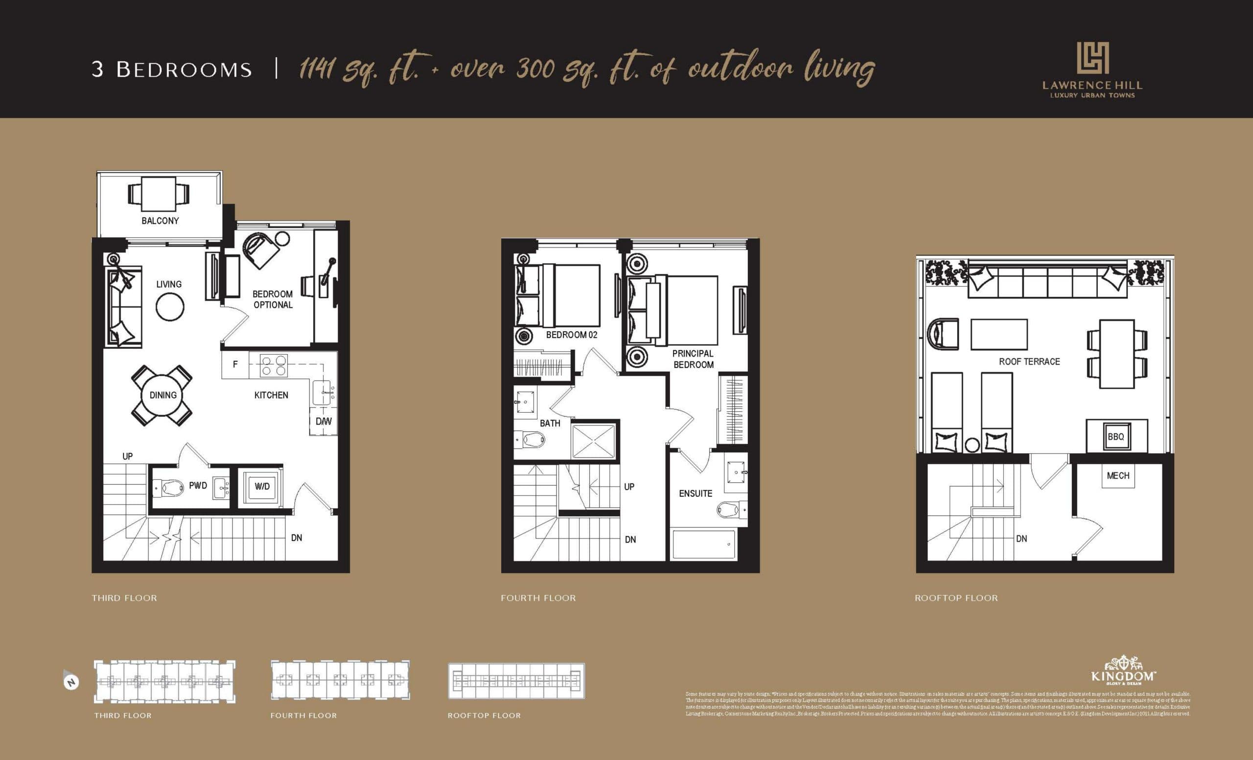 1141 sq ft Floor Plan at Lawrence Hill Urban Towns - 1141 sq.ft