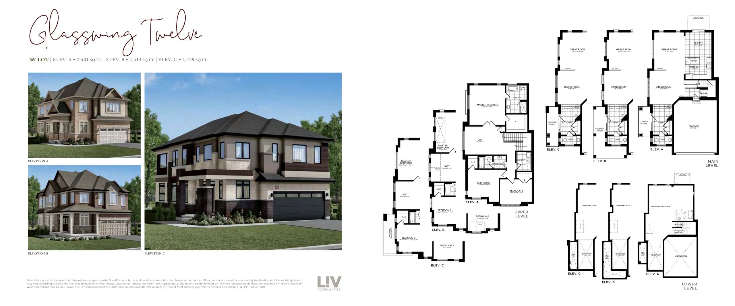 Glasswing Twelve Floor Plan at Nature’s Grand Towns - 2401 sq.ft
