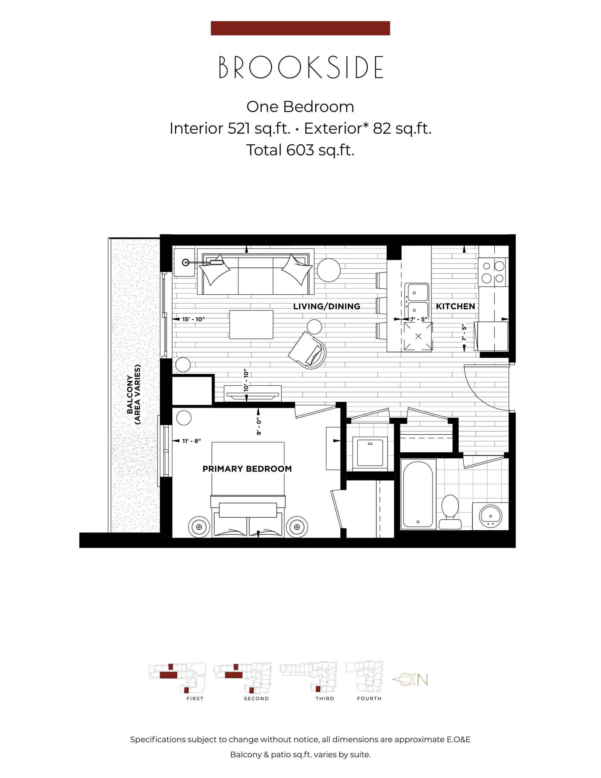 Brookside Floor Plan at Century Condos - 521 sq.ft