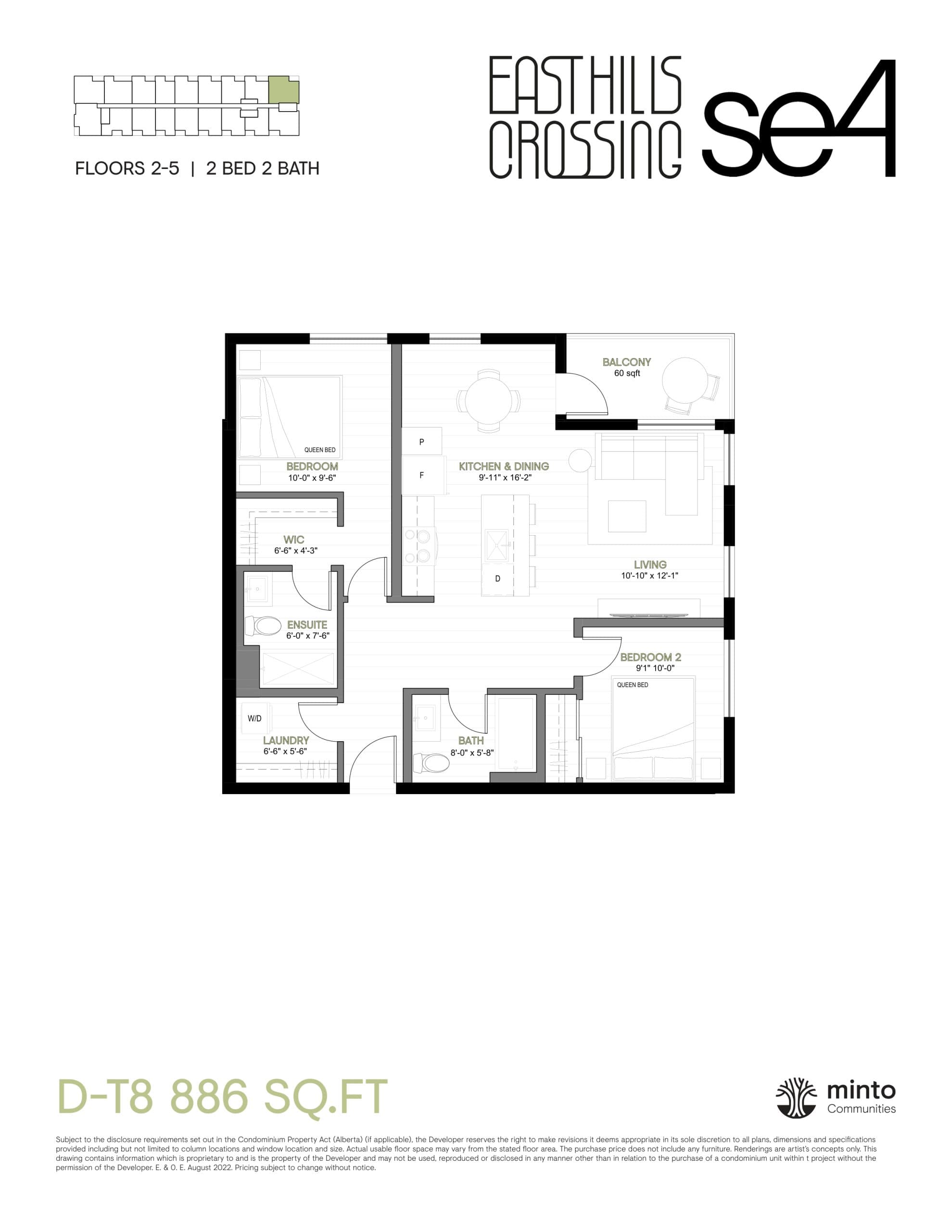D-T8 Floor Plan at East Hills Crossing Condos - 886 sq.ft