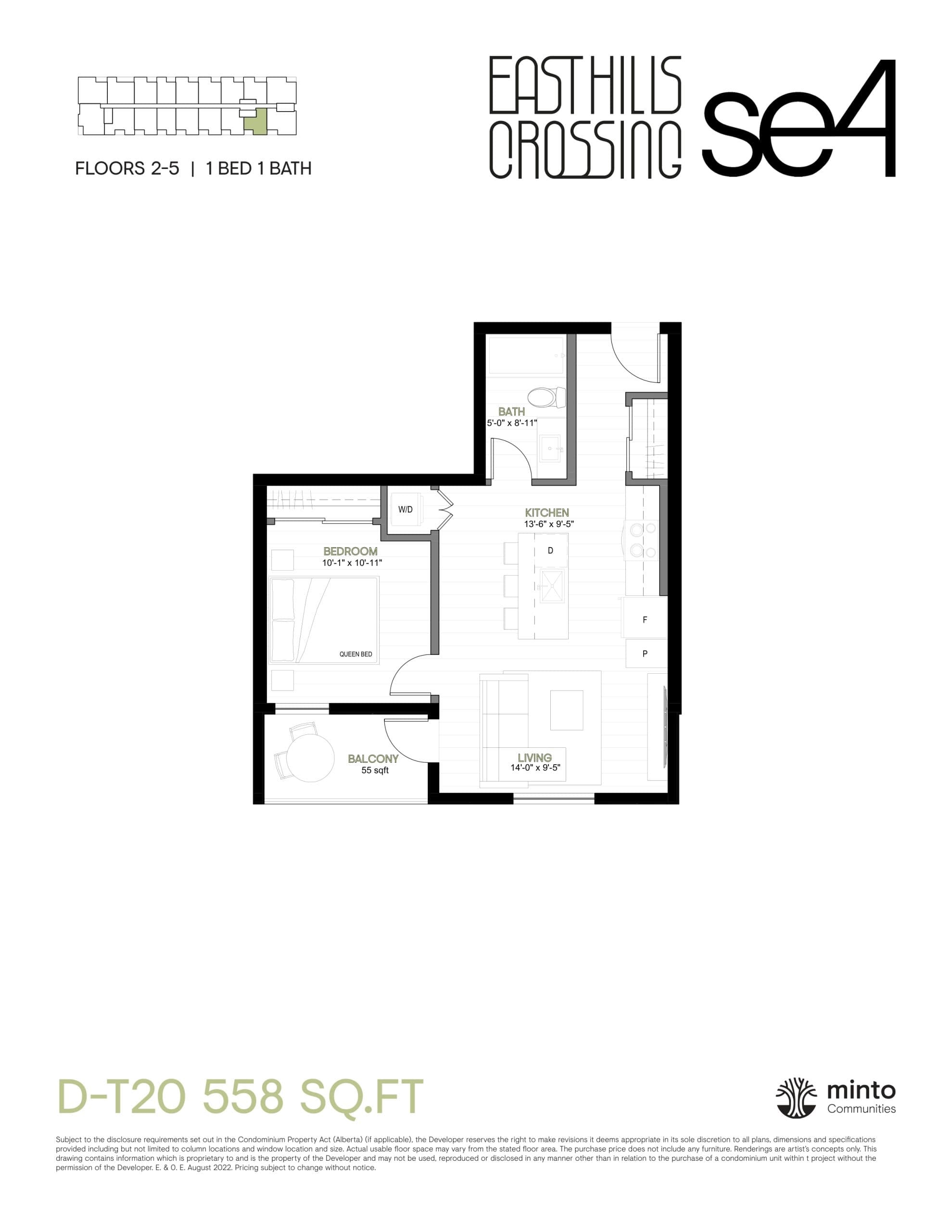 D-T20 Floor Plan at East Hills Crossing Condos - 558 sq.ft