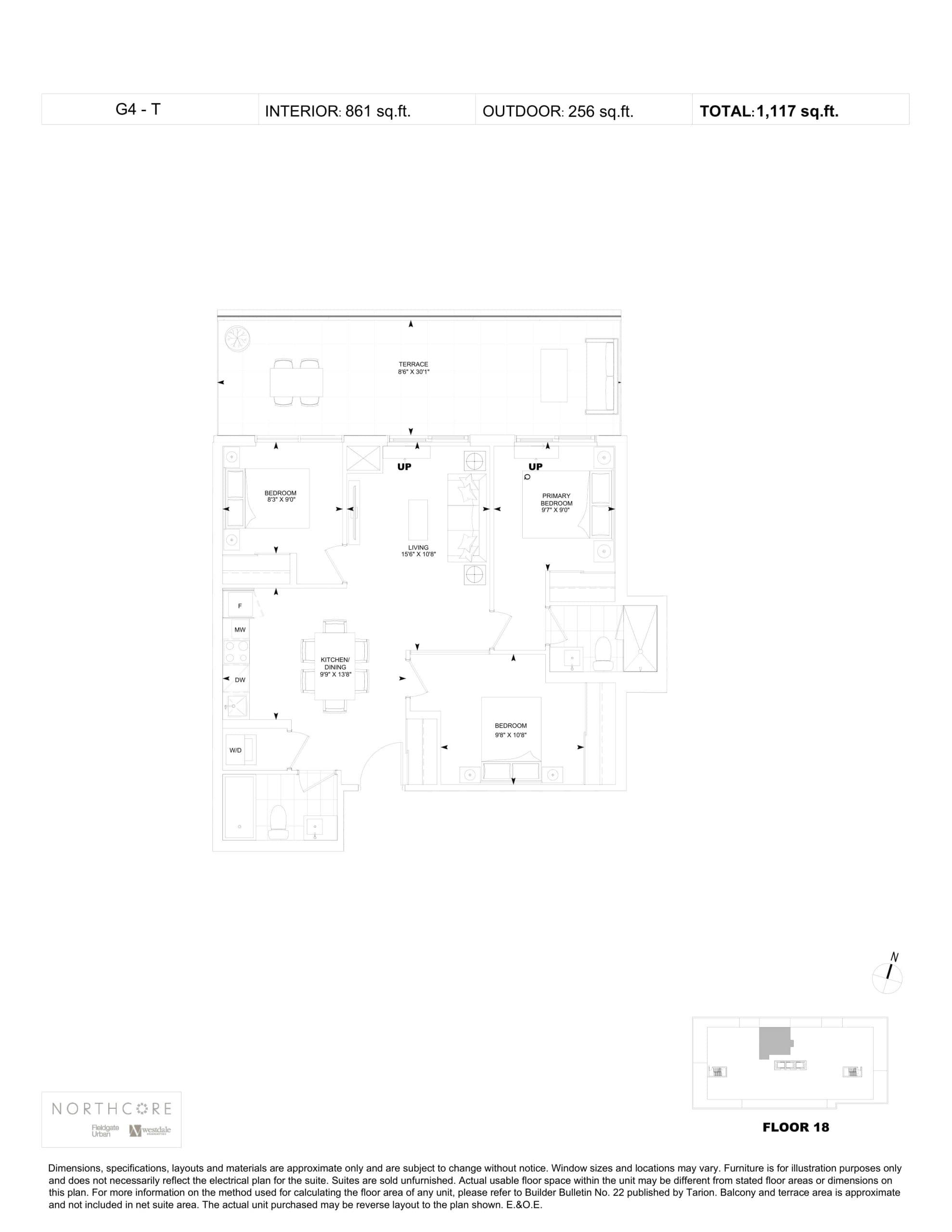 G4-T Floor Plan at NorthCore Condos - 861 sq.ft
