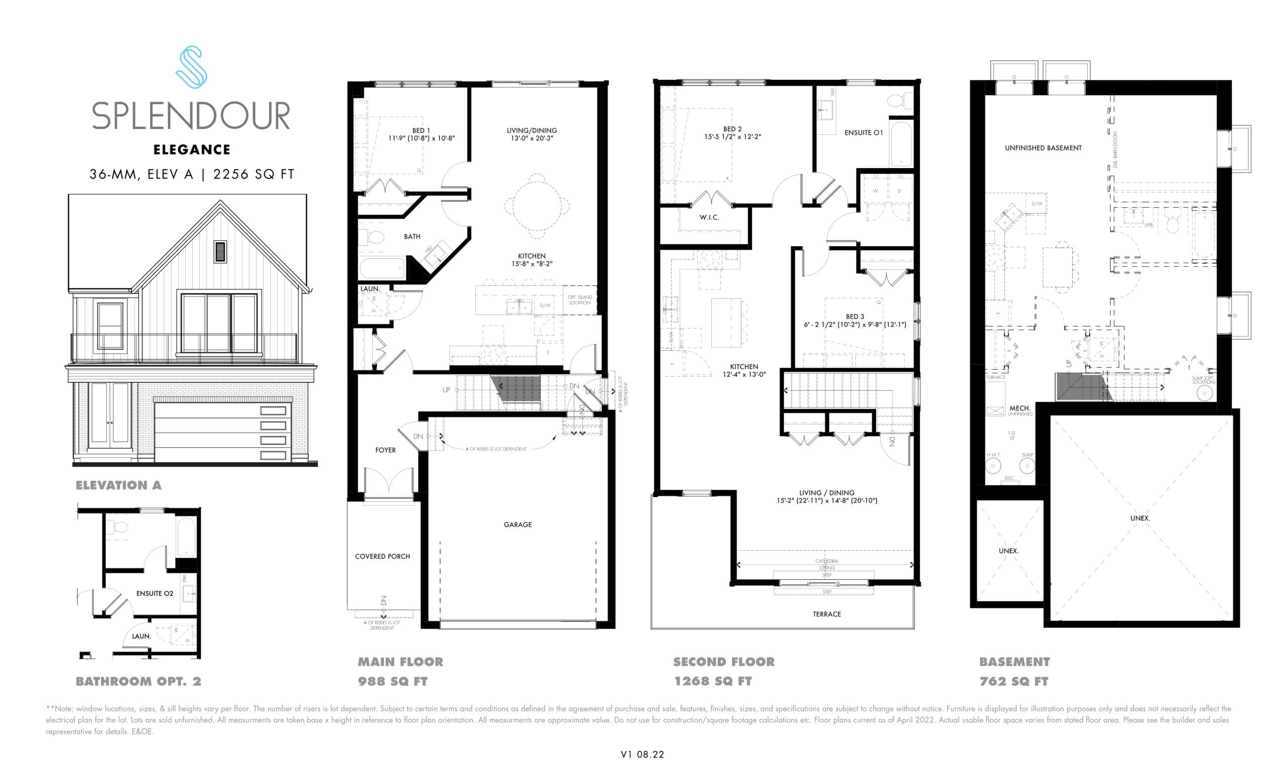 Elegance (Elev A) Floor Plan at Splendour by Pinewood Niagara Builders - 2256 sq.ft
