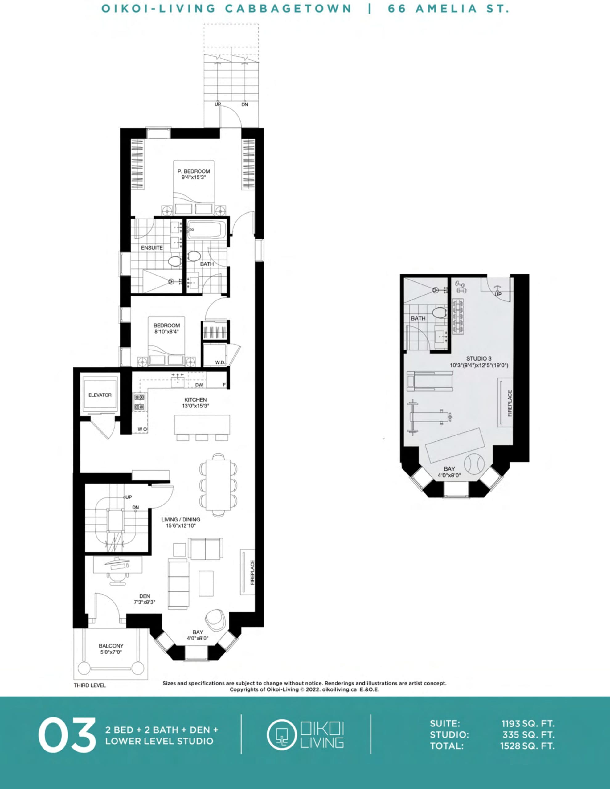 03 Floor Plan at Amelia Condos by Oikoi Living - 1193 sq.ft