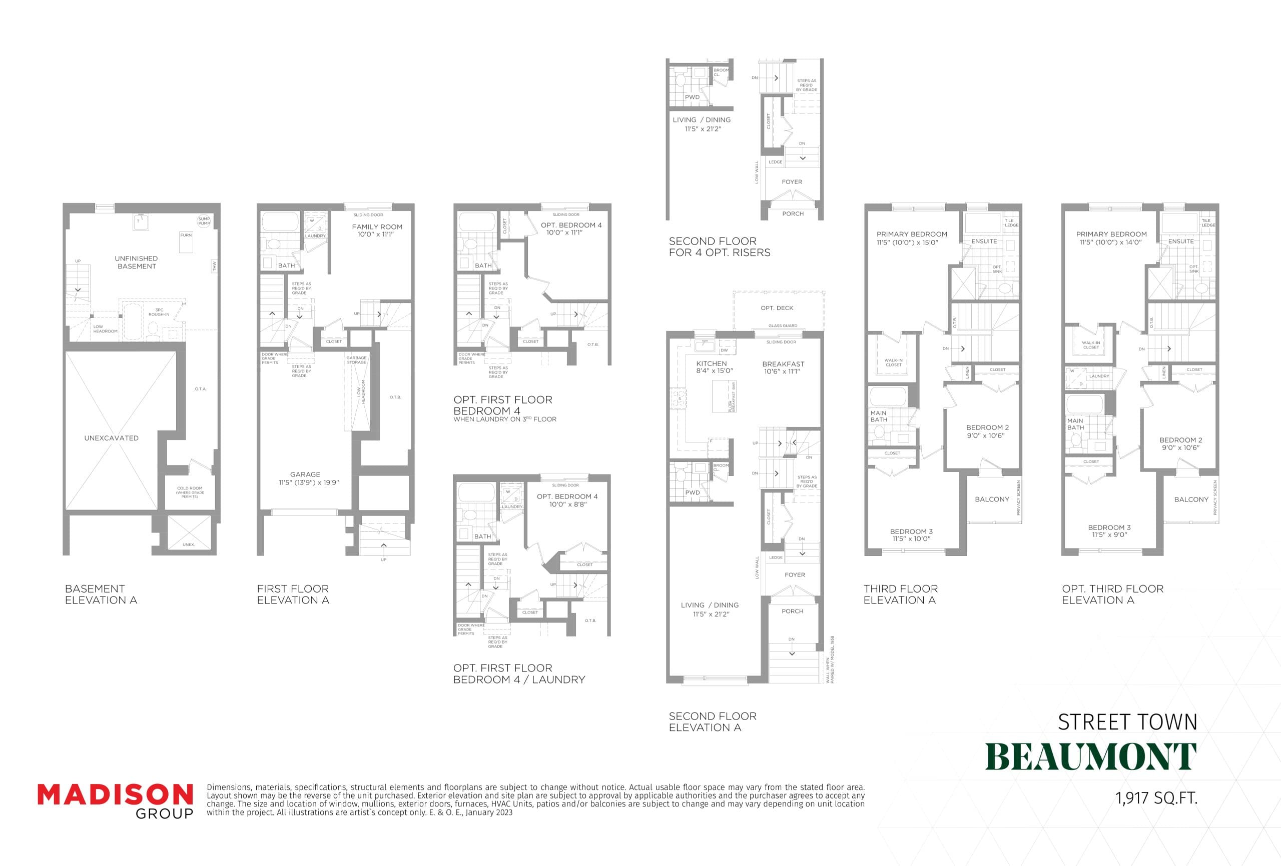 Beaumont Floor Plan at MILA by Madison Towns Phase 2 - 1917 sq.ft