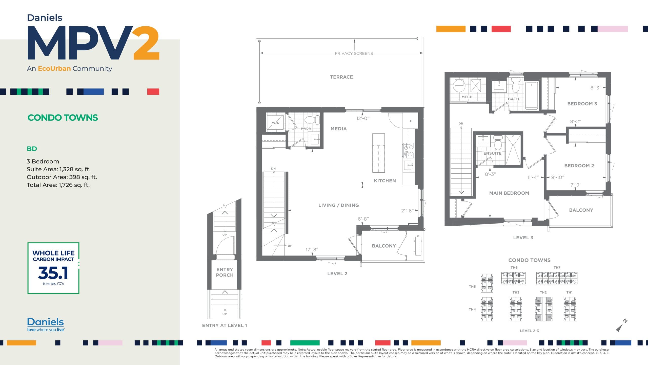 BD Floor Plan at Daniels MPV2 Condos - 1328 sq.ft