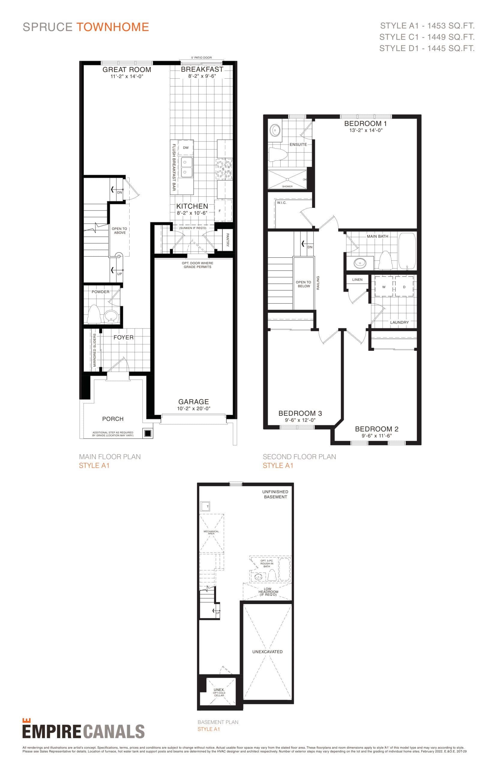 Spruce Floor Plan at Empire Canals Phase 2 - 1453 sq.ft