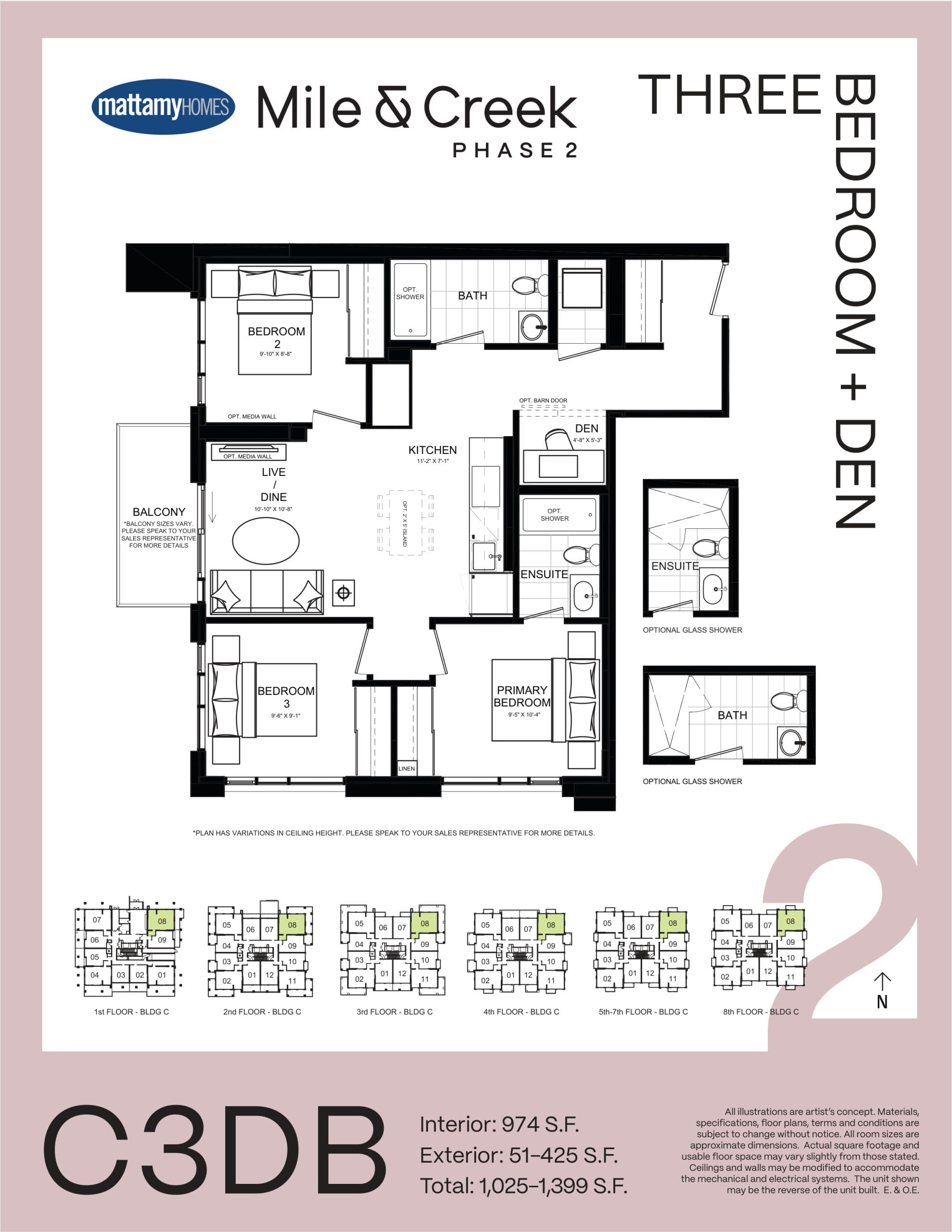 C3DB Floor Plan at Mile & Creek Condos Phase 2 - 974 sq.ft