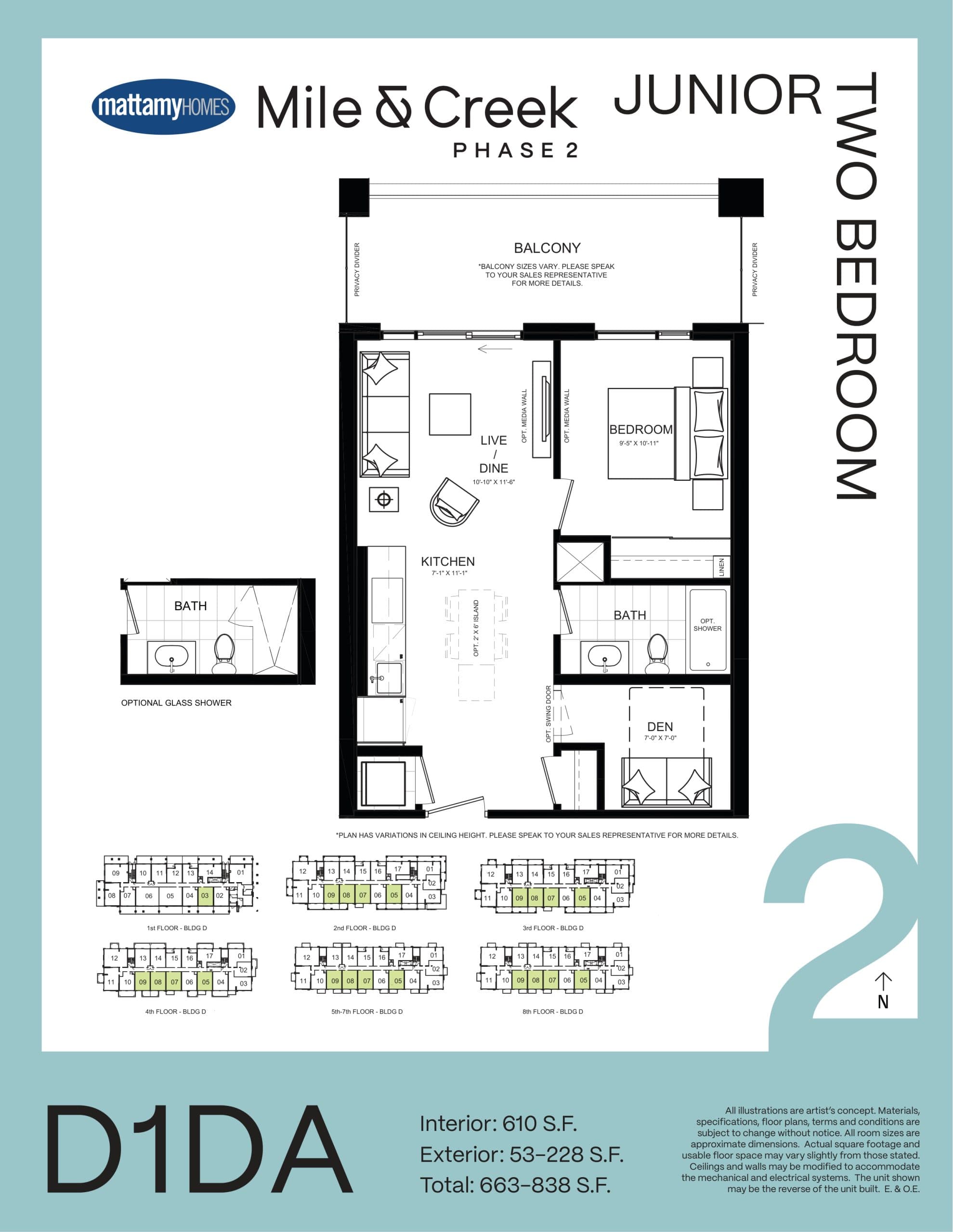 D1DA Floor Plan at Mile & Creek Condos Phase 2 - 610 sq.ft
