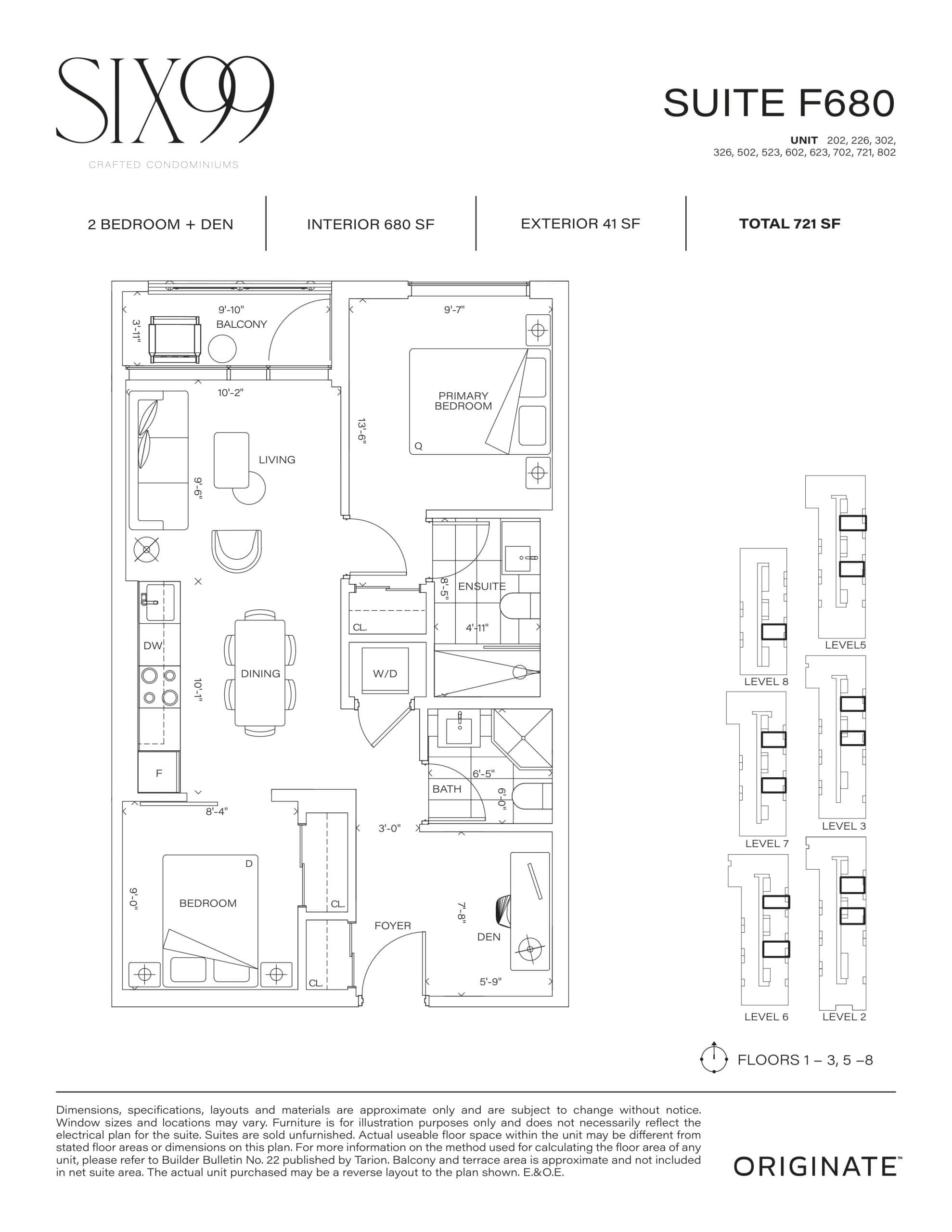 Suite F680 Floor Plan at Six99 Condos - 680 sq.ft