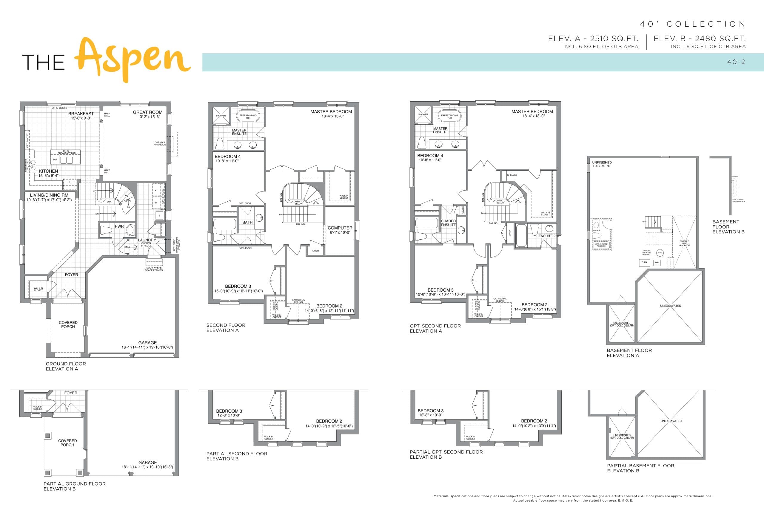 The Aspen - 40' Collection Floor Plan at Honey Hill Phase 2 - 2510 sq.ft