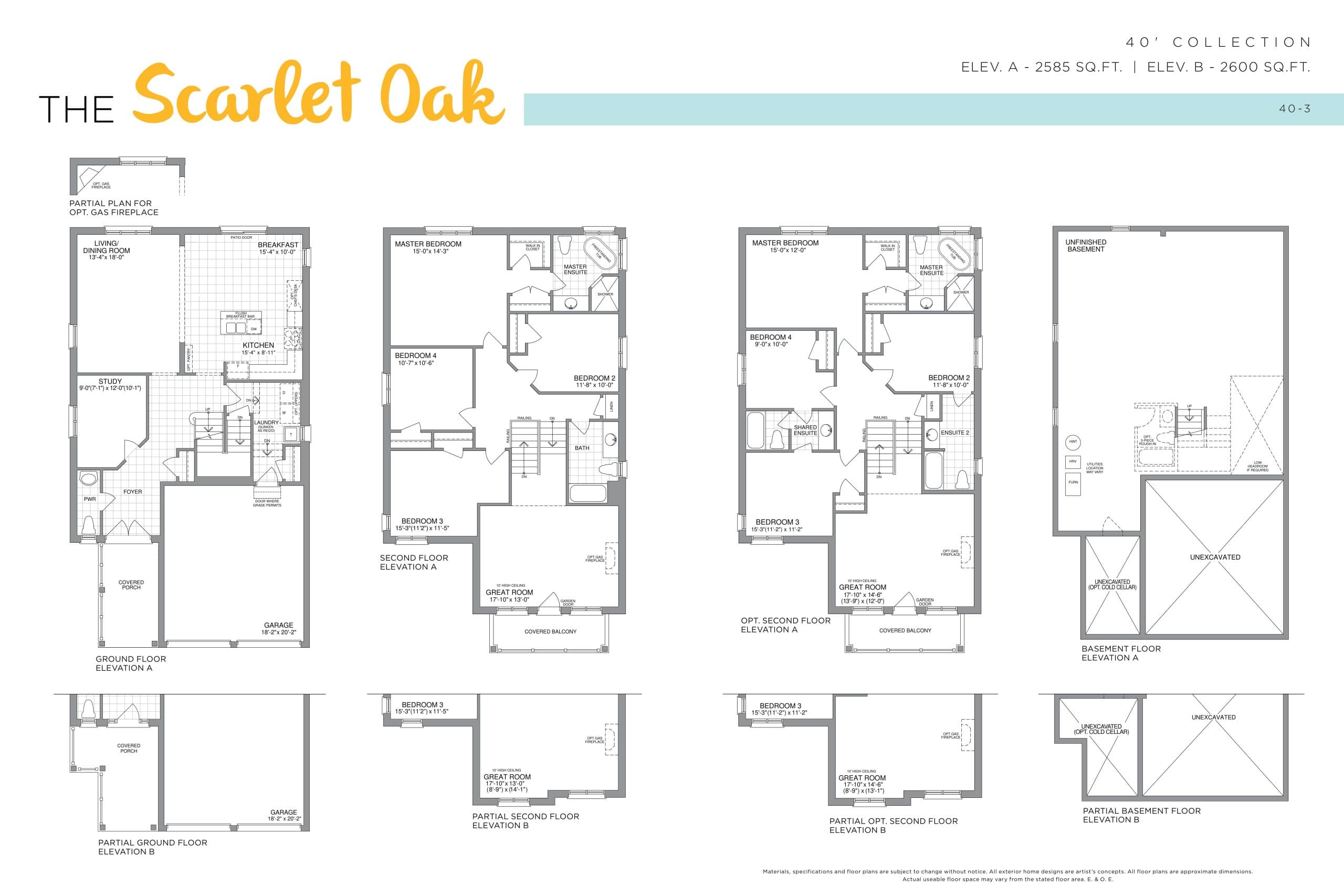 The Scarlet Oak - 40' Collection Floor Plan at Honey Hill Phase 2 - 2600 sq.ft