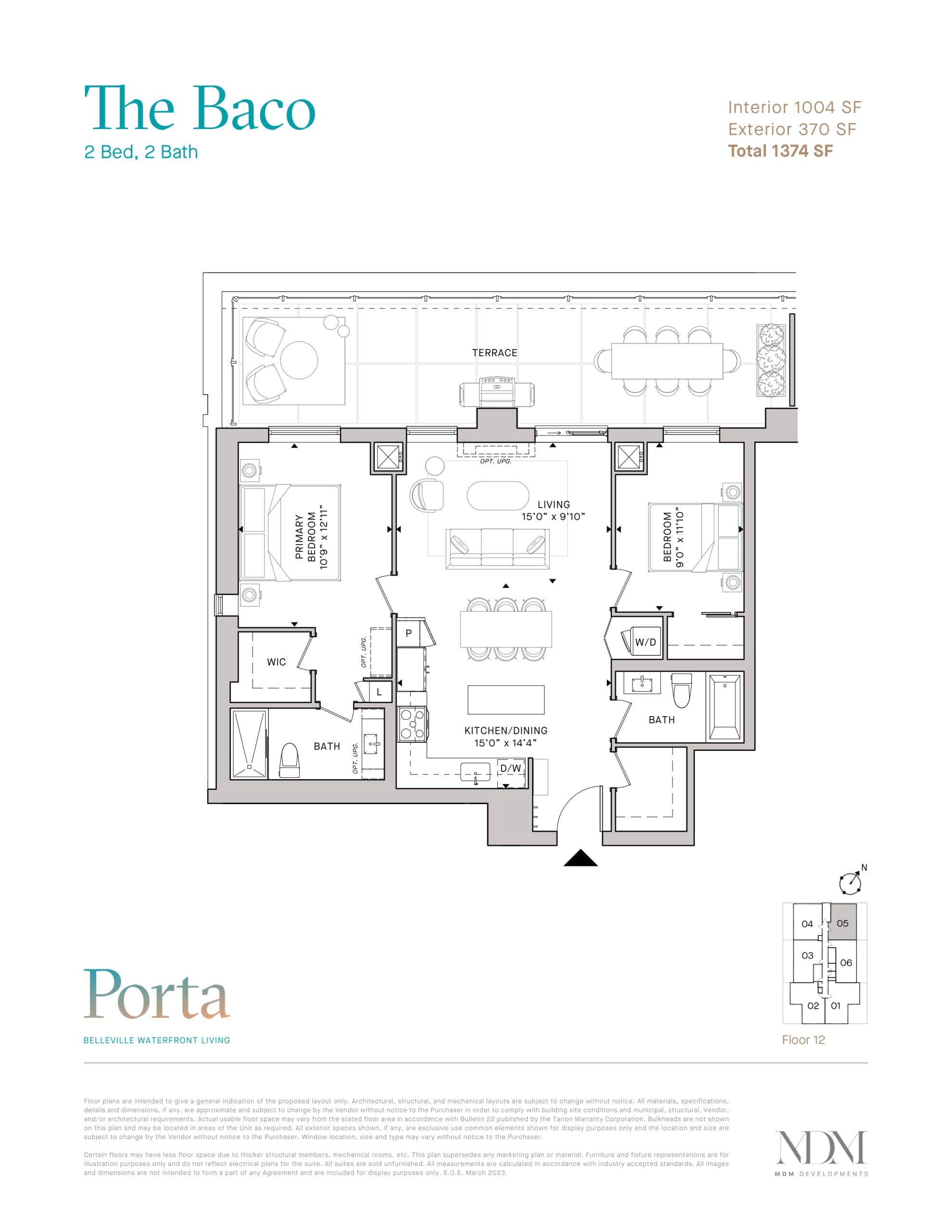 The Baco Floor Plan at Porta Condos - 1004 sq.ft