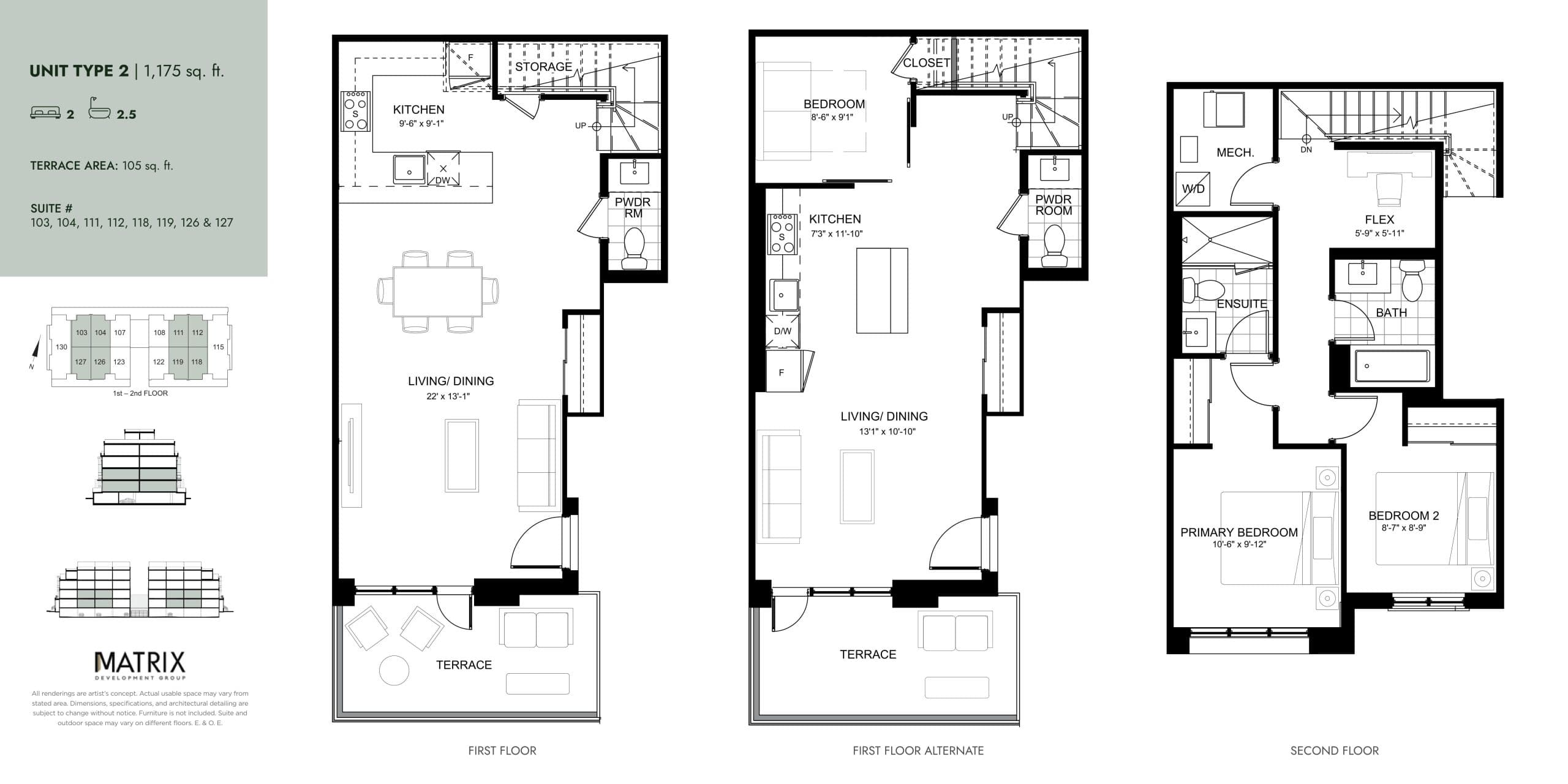 Unit Type 2 Floor Plan at ParkHaus Urban Towns - 1175 sq.ft