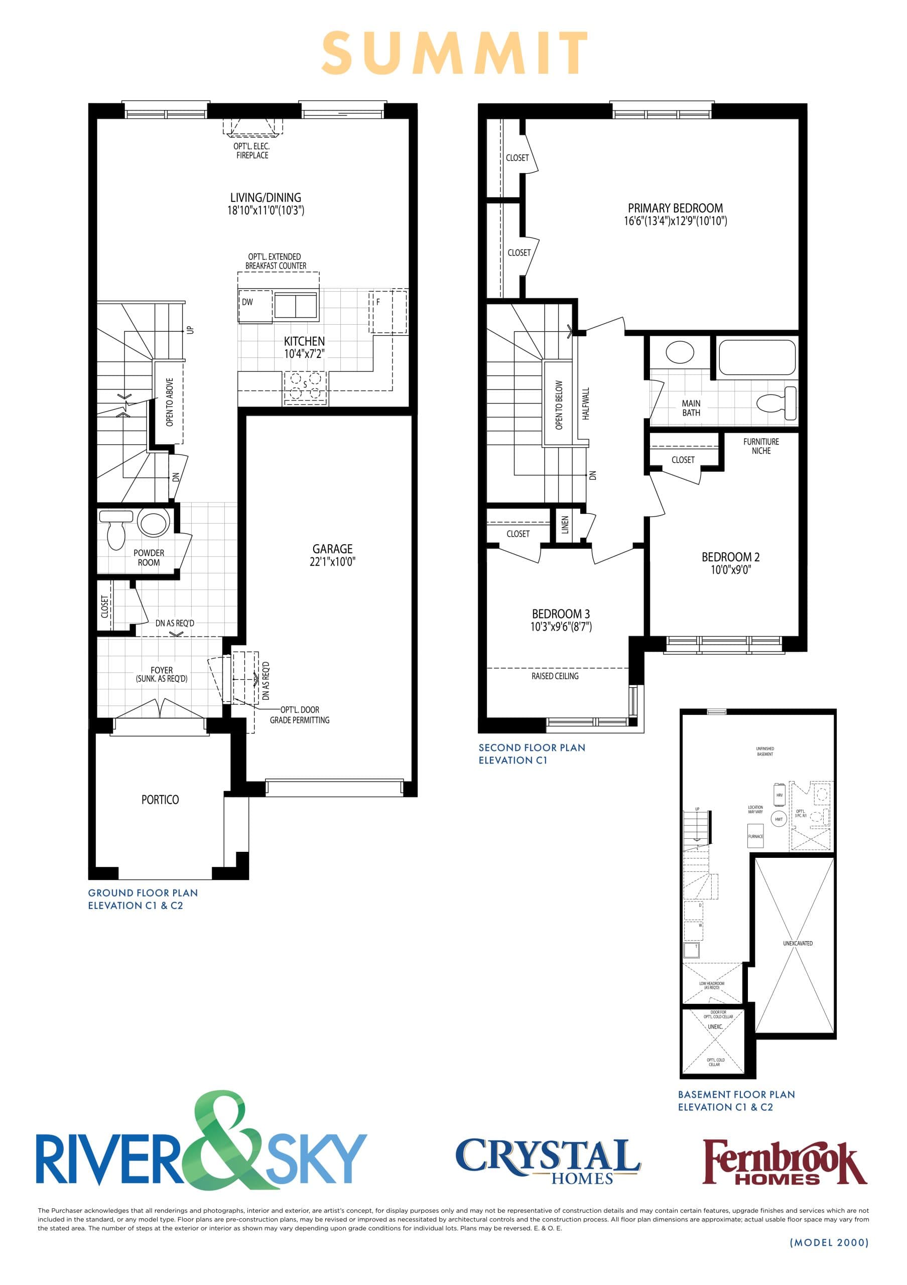 Summit Floor Plan at River&Sky Towns - 1248 sq.ft