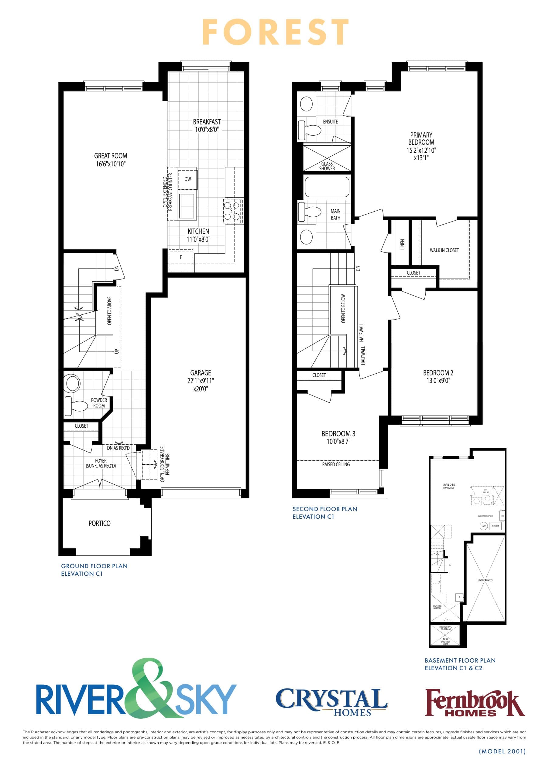 Forest Floor Plan at River&Sky Towns - 1430 sq.ft