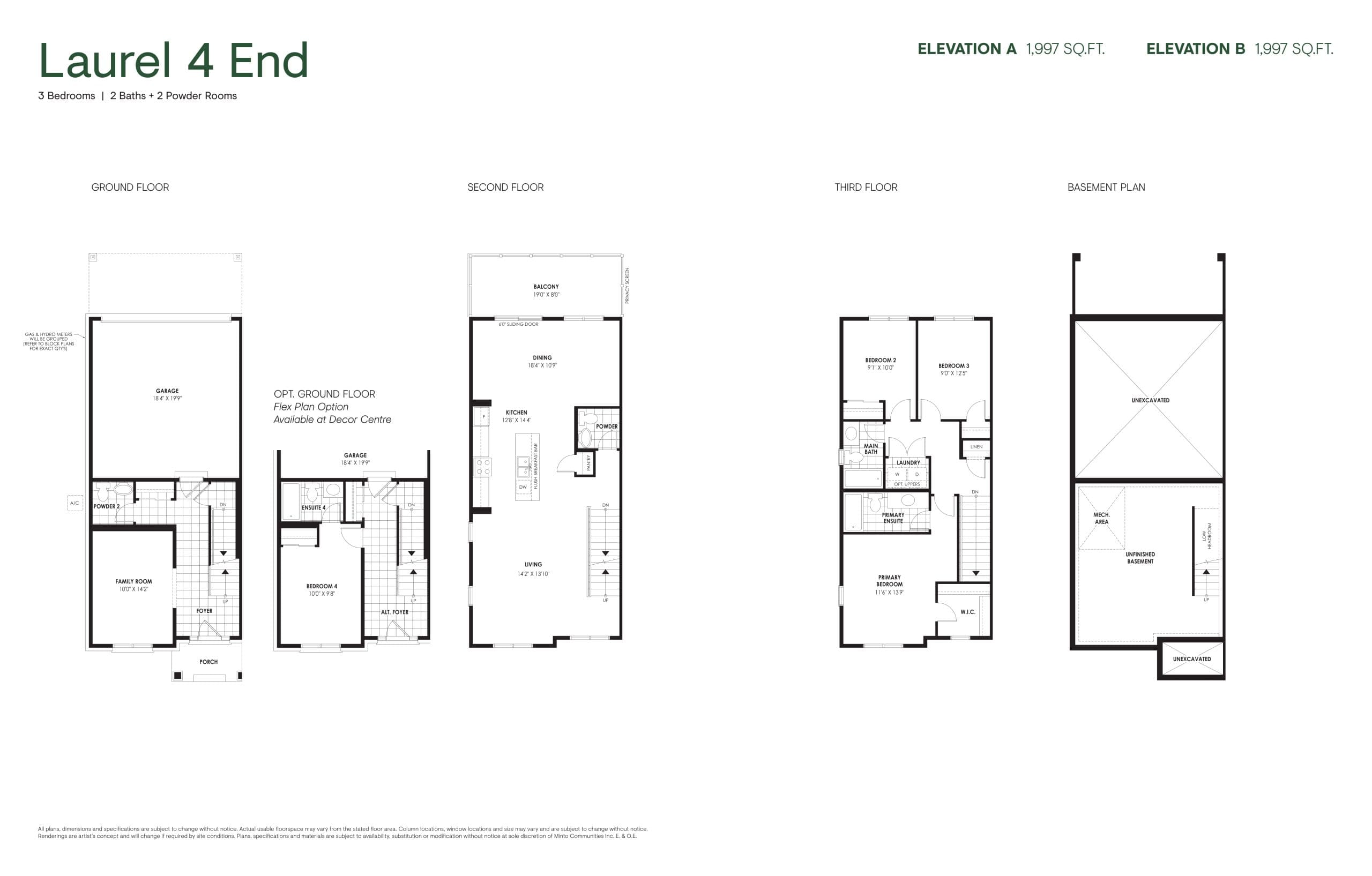 Laurel 4 End Floor Plan at The Heights of Harmony Phase 2 - 1997 sq.ft