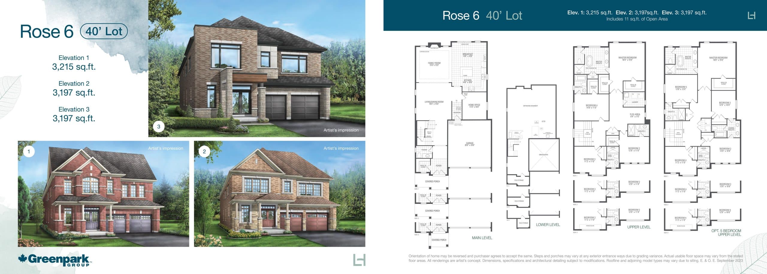 Rose 6 Floor Plan at Legacy Hill by Greenpark Group - 3215 sq.ft