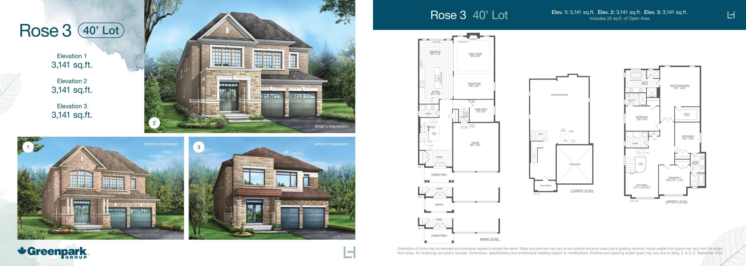 Rose 3 Floor Plan at Legacy Hill by Greenpark Group - 3141 sq.ft