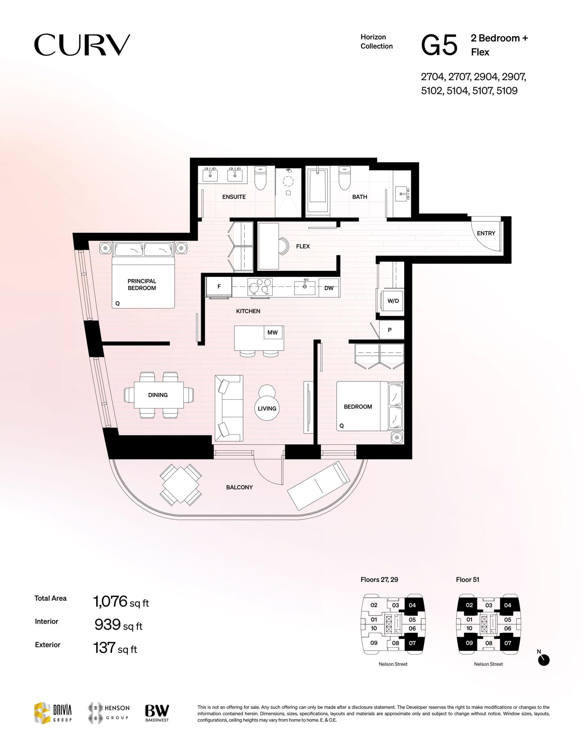G5 Floor Plan at The Curv Condos - 939 sq.ft