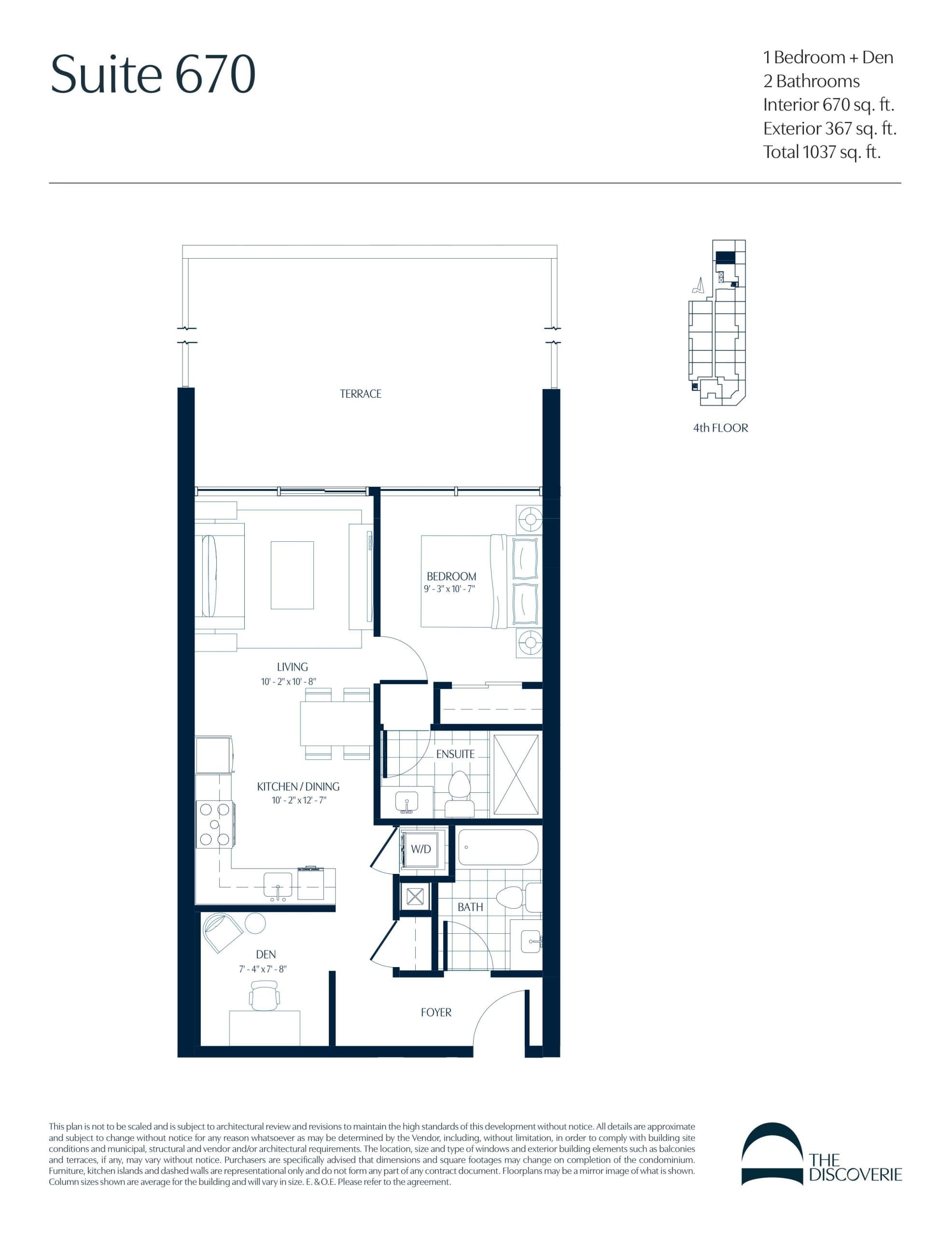 Suite 670 Floor Plan at The Discoverie Condos - 670 sq.ft