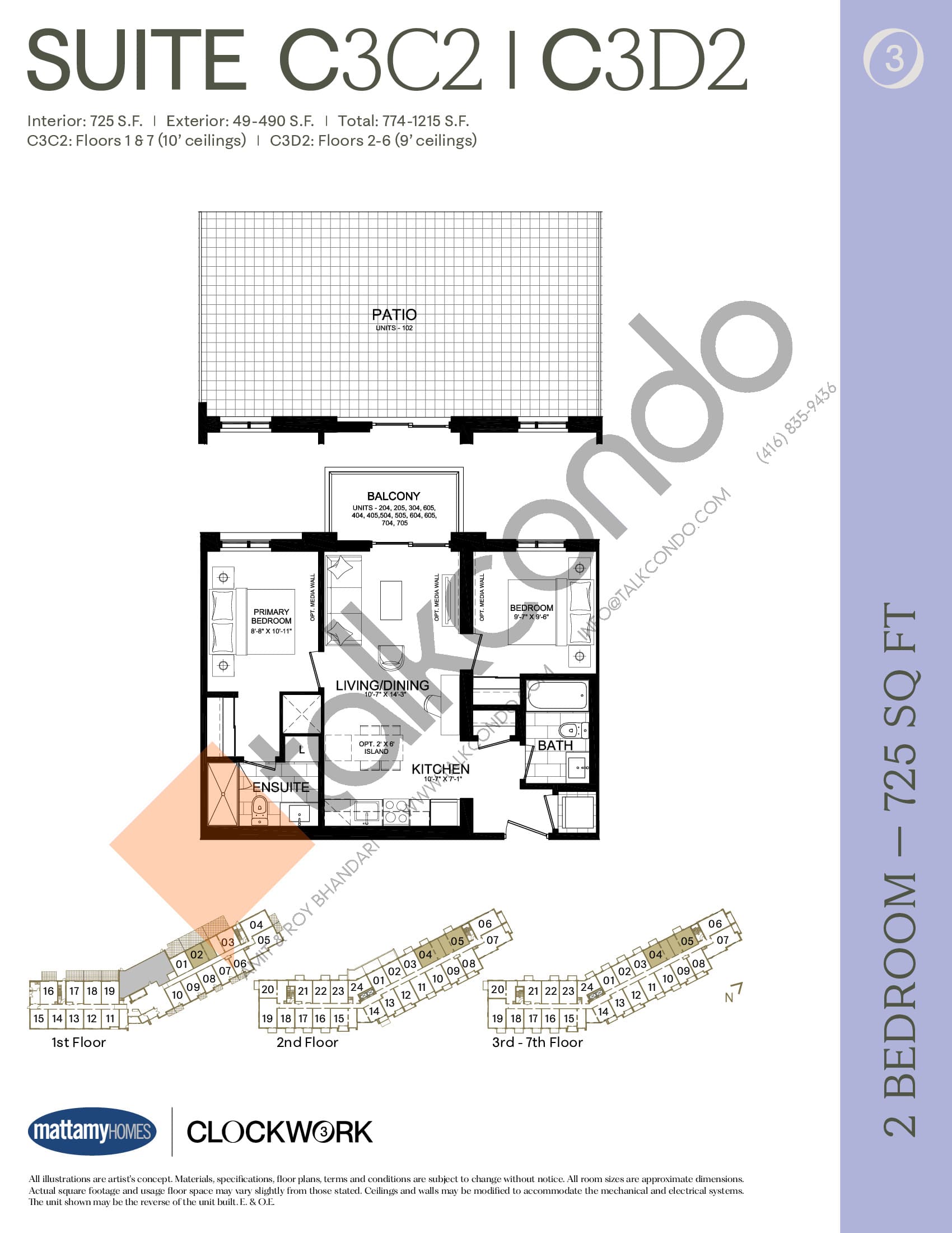 C3C2/C3D2 Floor Plan at Clockwork Condos Phase 3 - 725 sq.ft