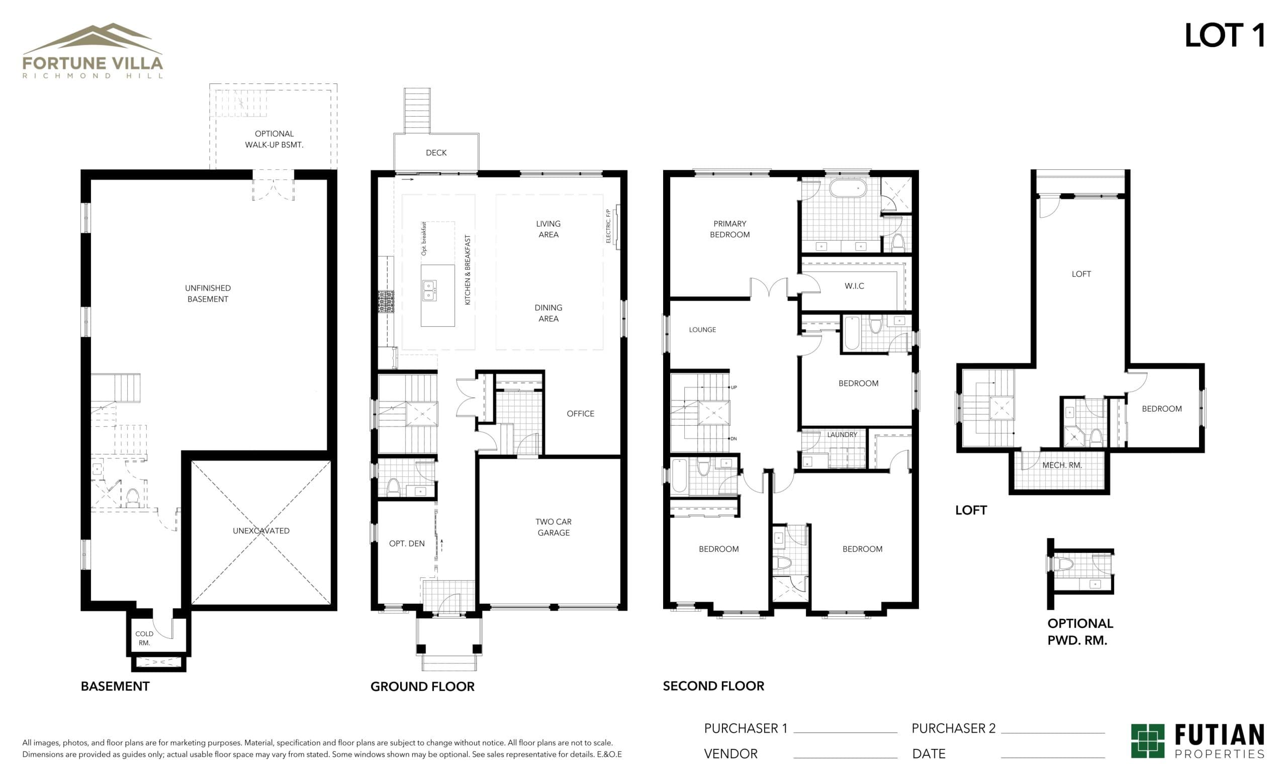 Lot 1 Floor Plan at Fortune Villa Homes - 4443 sq.ft