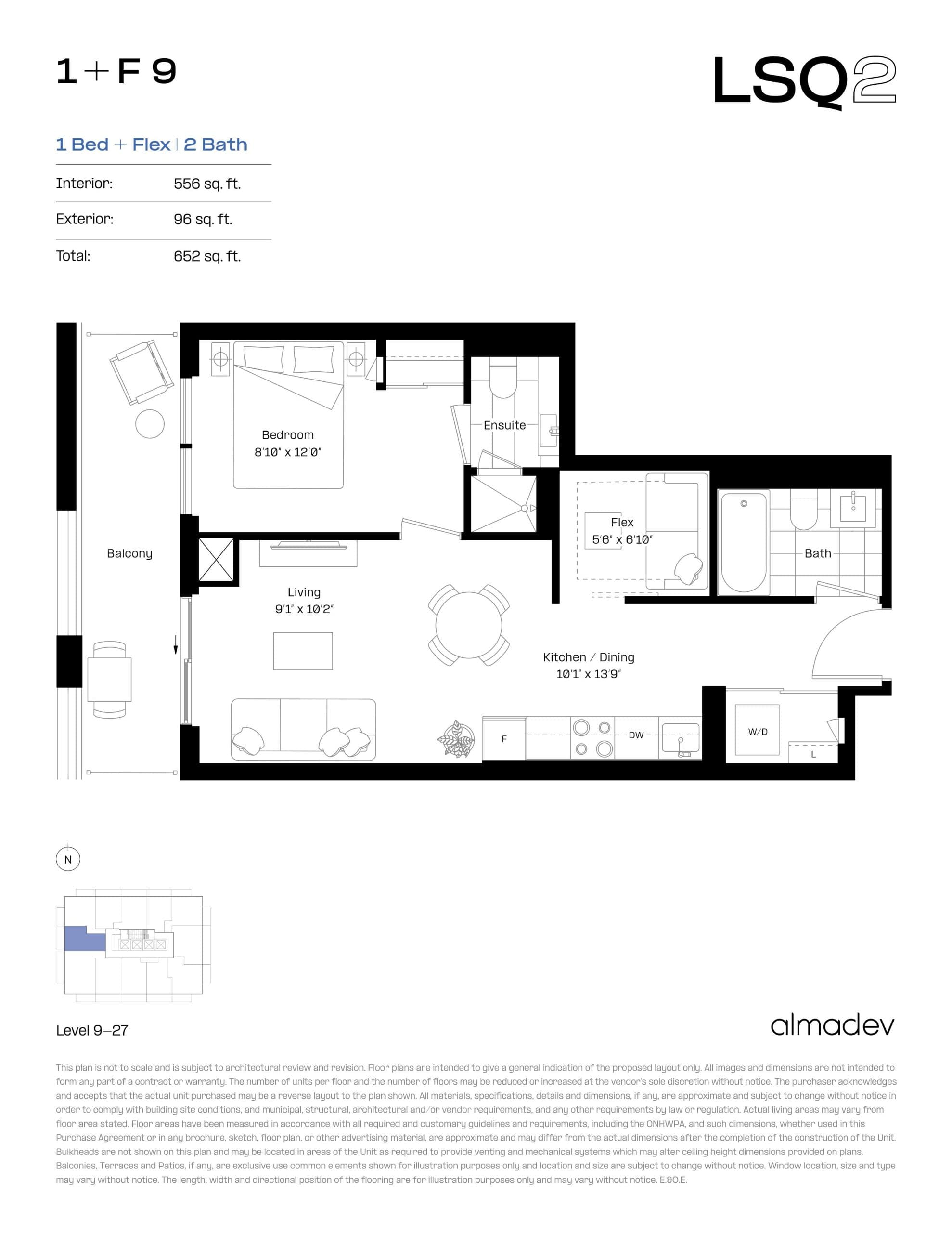 1+F 9 Floor Plan at LSQ2 Condos - 556 sq.ft