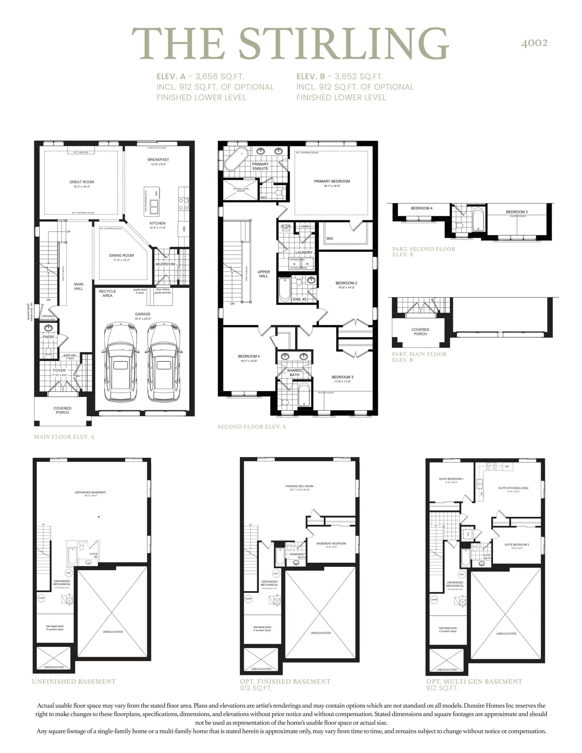 The Stirling Floor Plan at Highlands Caledon East - 3656 sq.ft