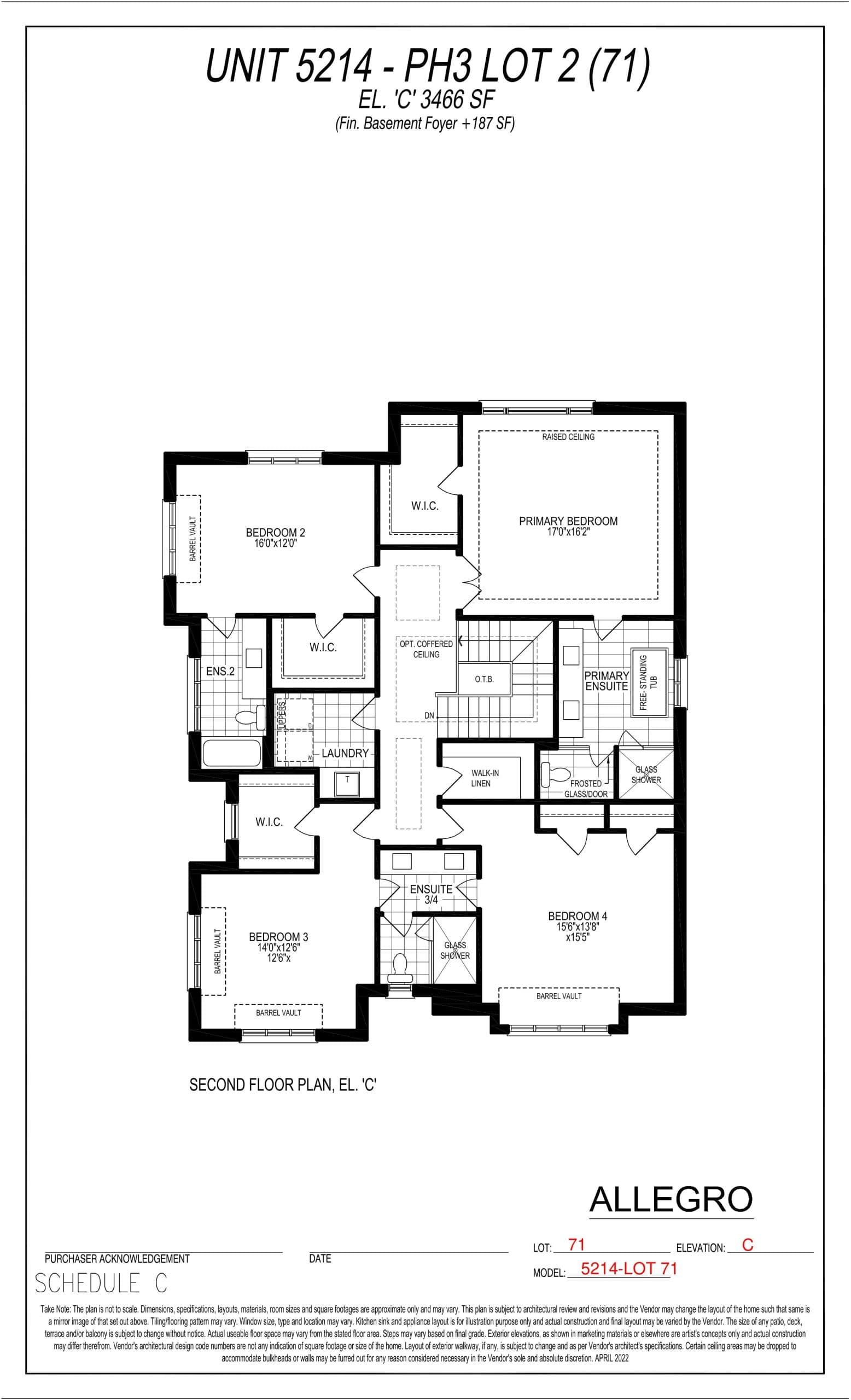 Unit 5214 - PH3 Lot 2 (2nd Floor) Floor Plan at Allegro Phase 3 - 3466 sq.ft