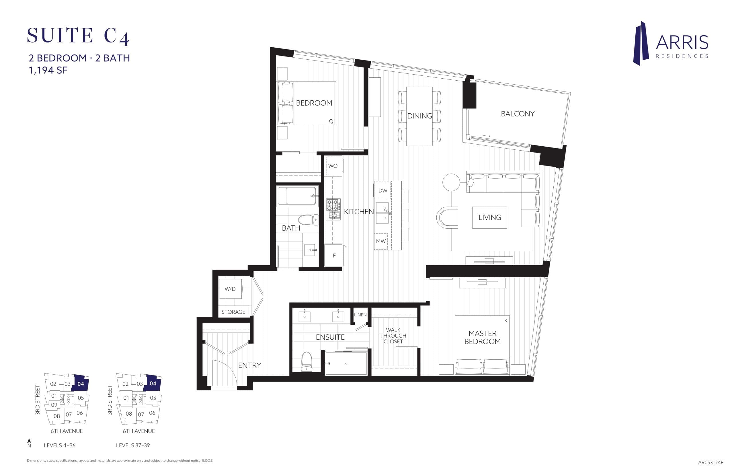 Suite C4 Floor Plan at Arris Residences Condos - 1194 sq.ft