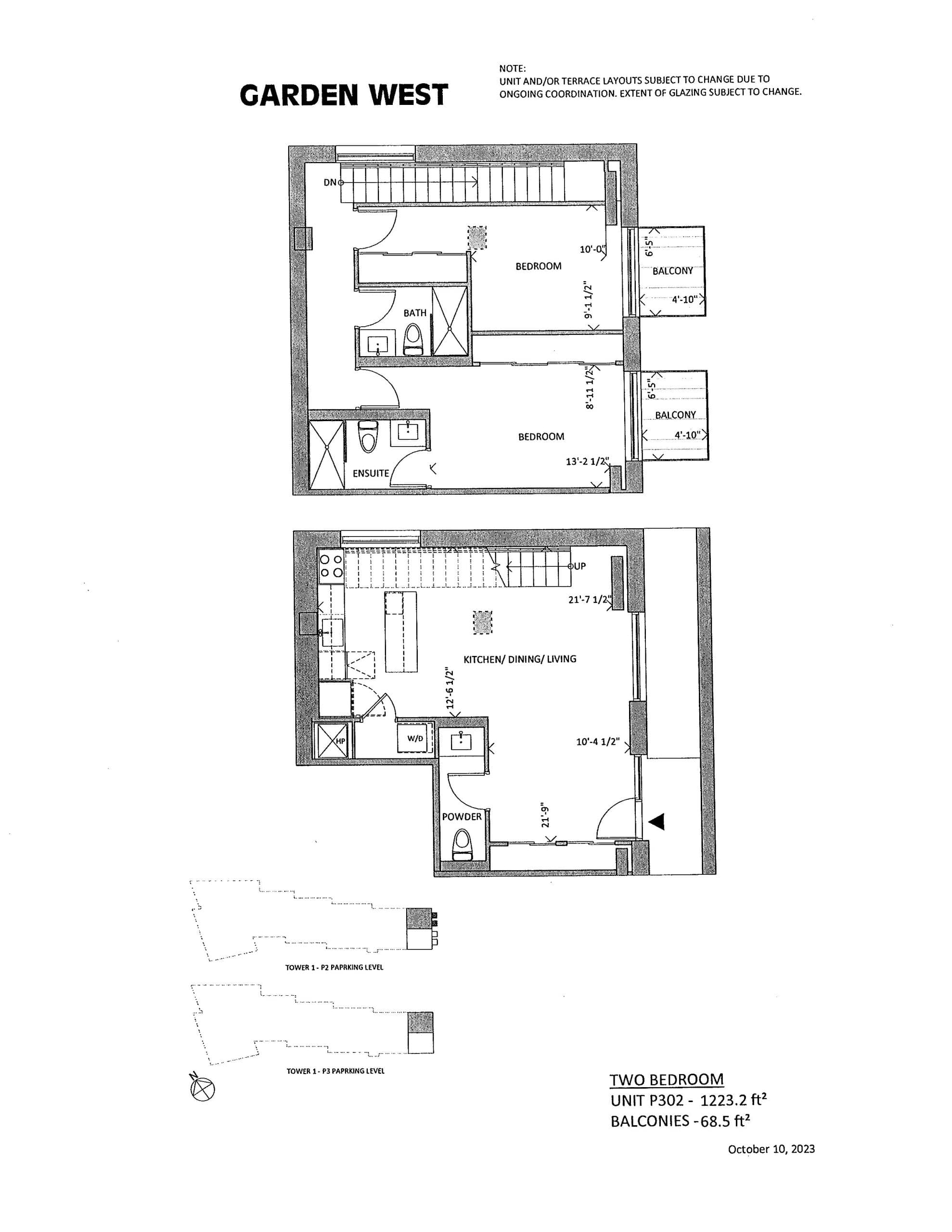 Garden West Floor Plan at Gibbard District - Building 1 Condos - 1223 sq.ft