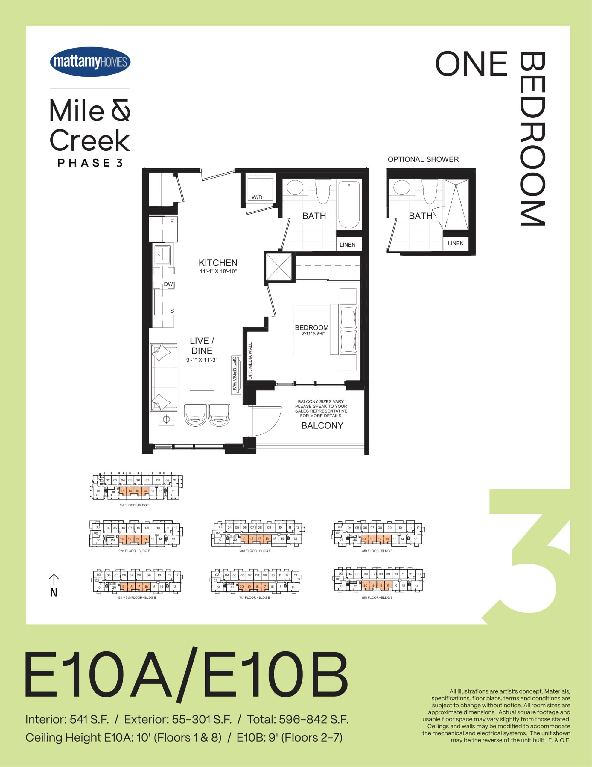 E10A/E10B Floor Plan at Mile & Creek Condos Phase 3 - 541 sq.ft