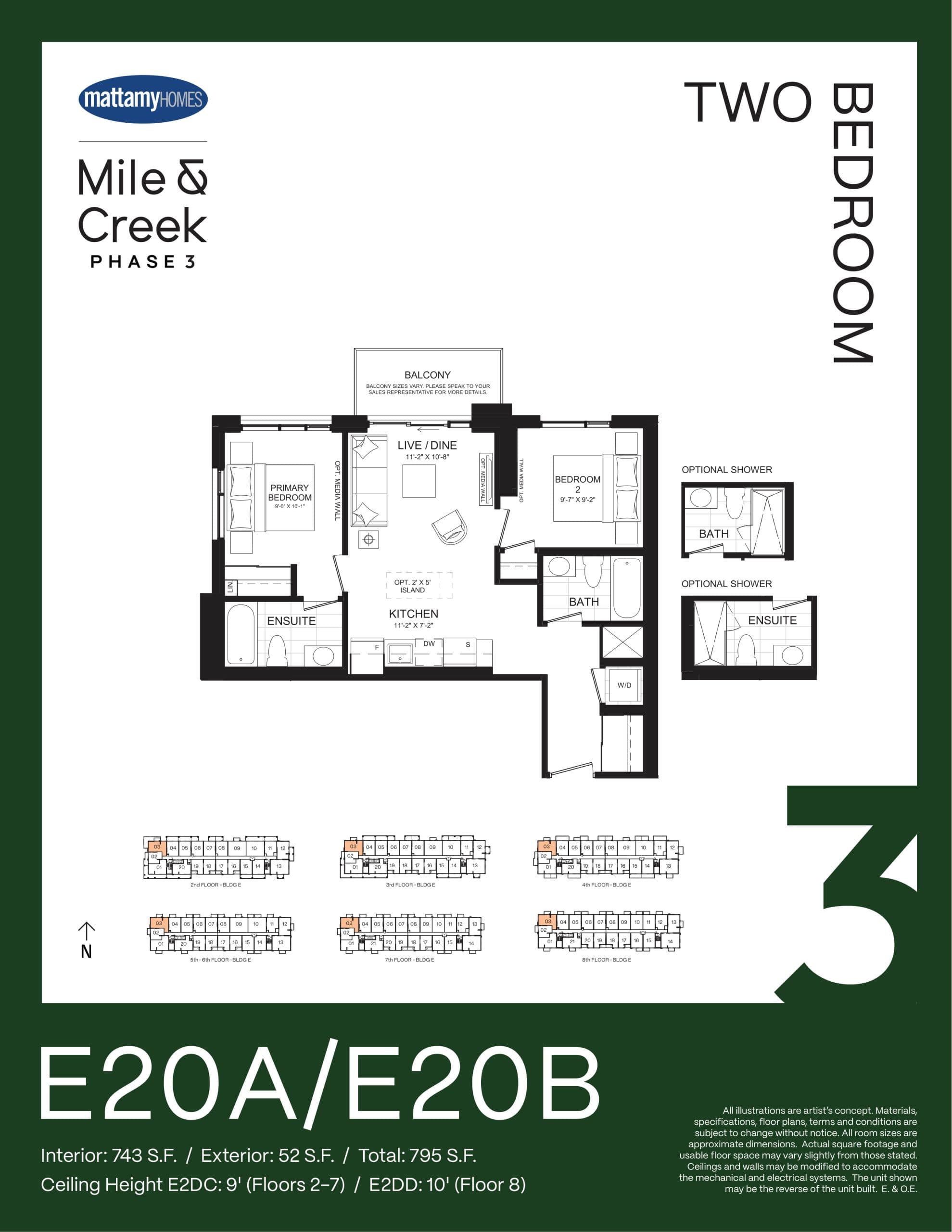 E20A/E20B Floor Plan at Mile & Creek Condos Phase 3 - 743 sq.ft