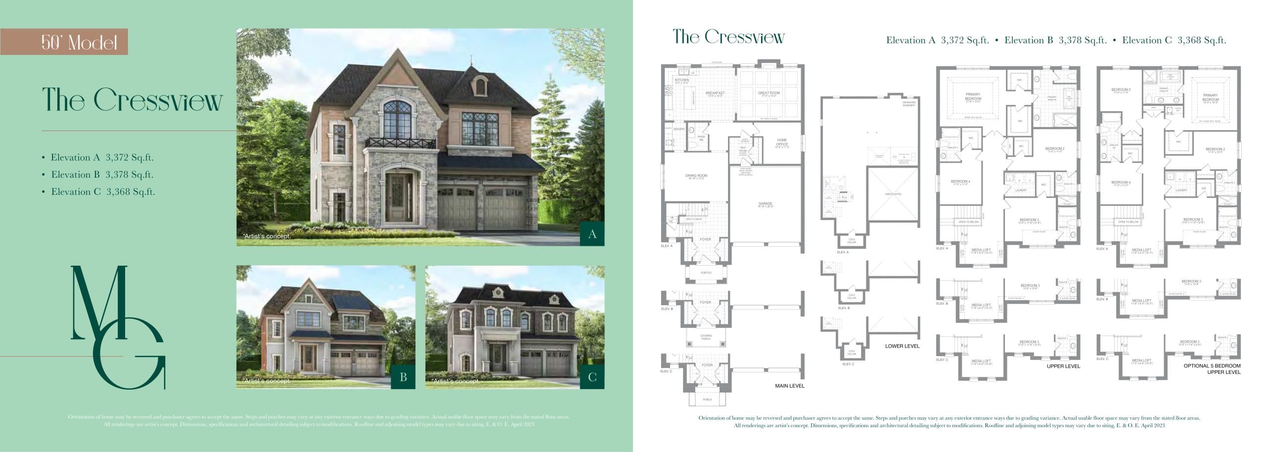 The Cressview Floor Plan at Millcroft Grove - 3372 sq.ft