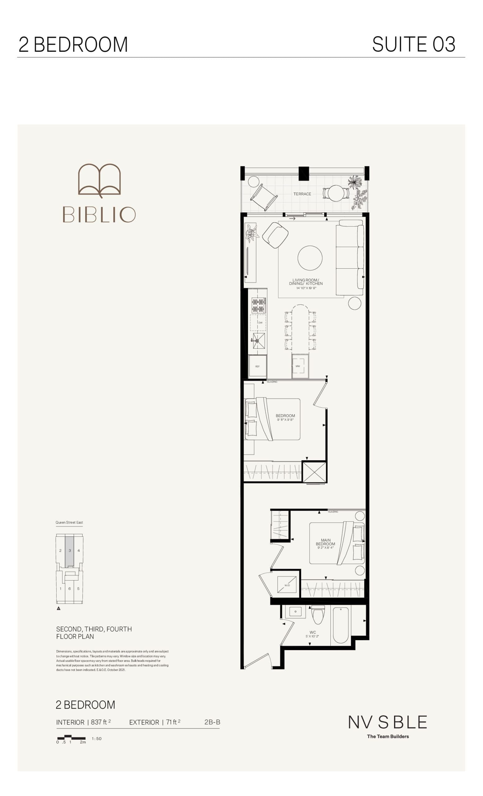 Suite 03 Floor Plan at Biblio Lofts Condos - 837 sq.ft