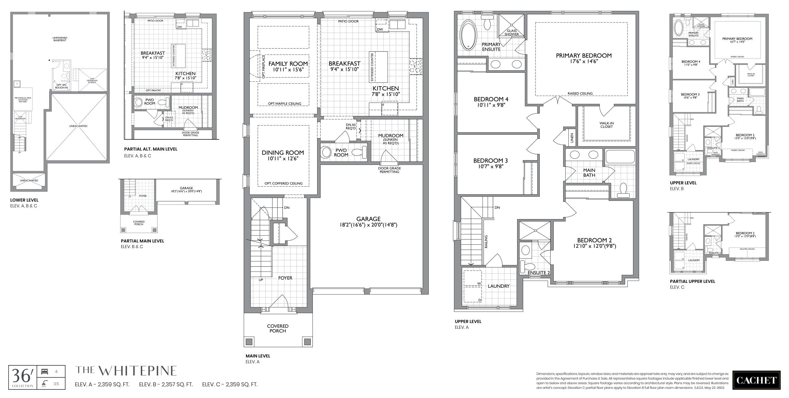 Whitepine Floor Plan at Cachet Binbrook Towns - 2359 sq.ft