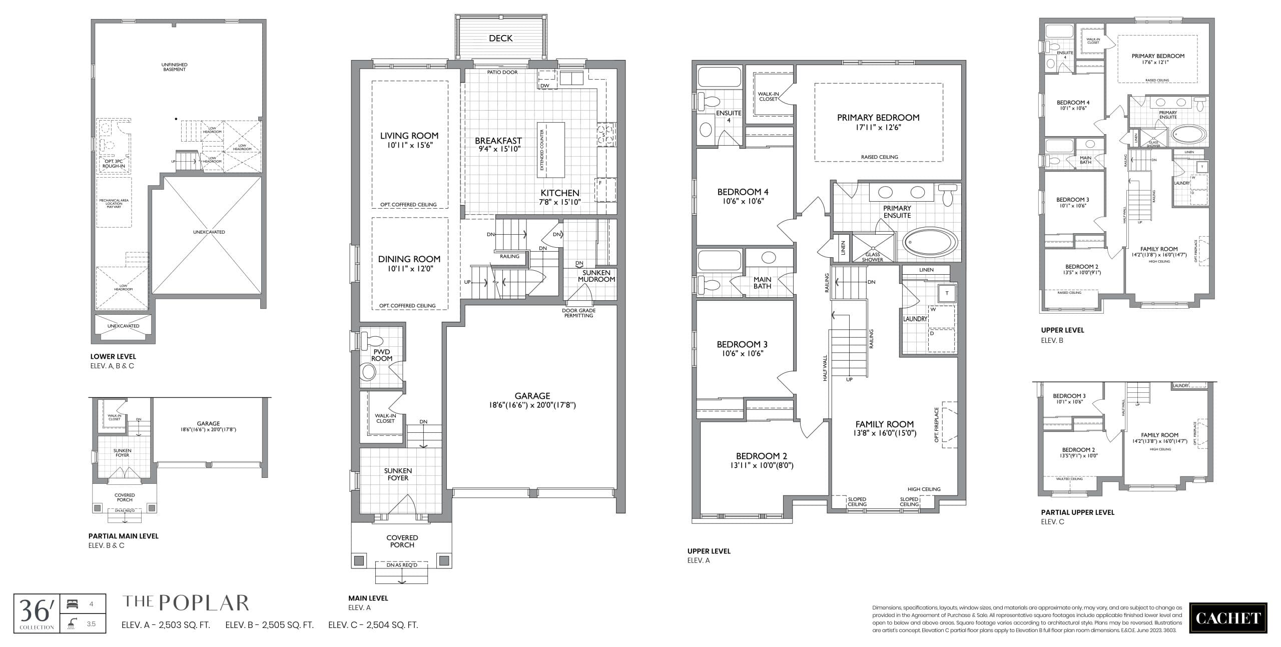 Poplar Floor Plan at Cachet Binbrook Towns - 2503 sq.ft