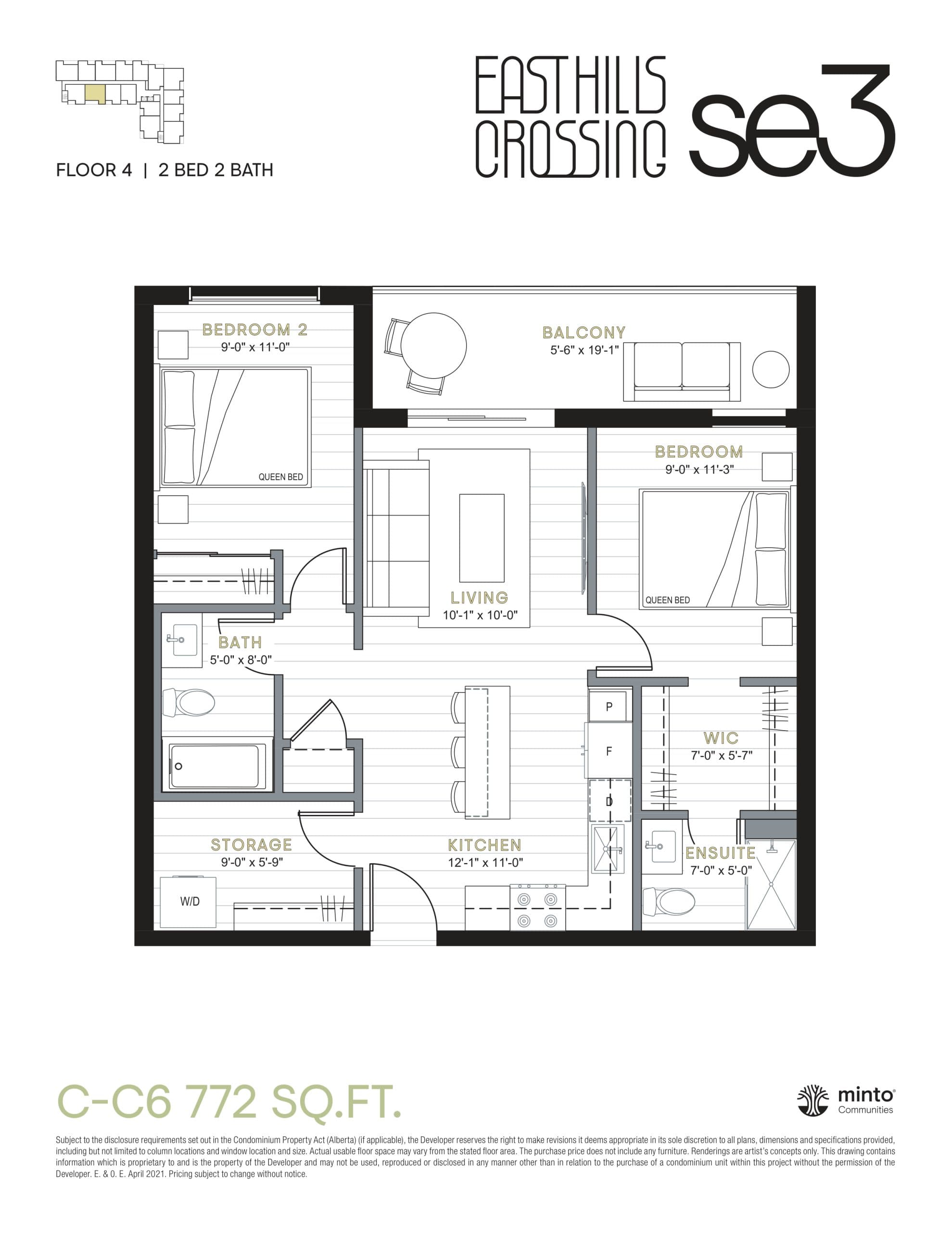 C-C6 Floor Plan at East Hills Crossing Condos - 772 sq.ft
