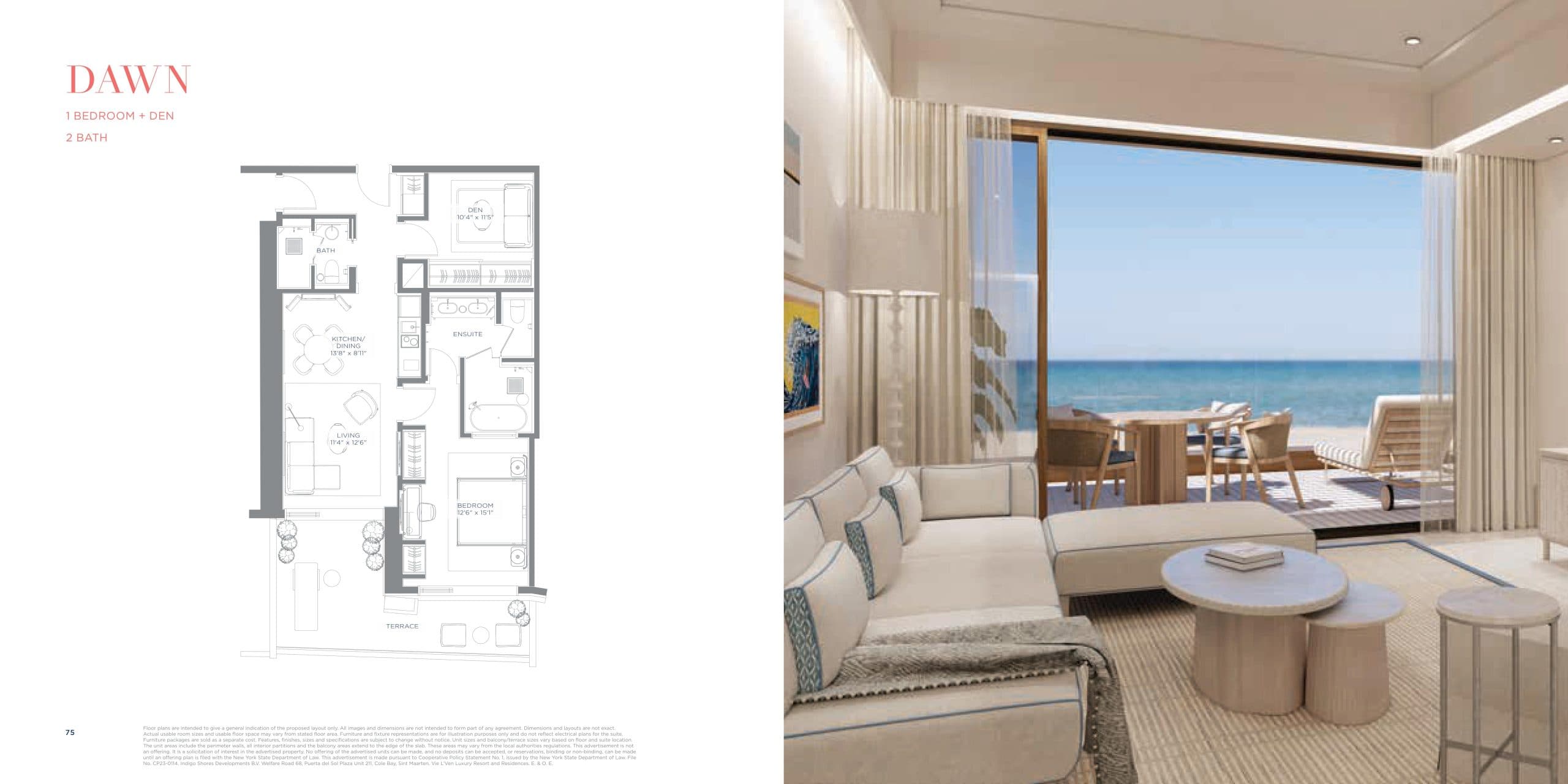 Dawn Floor Plan at Vie L’Ven - 1011 sq.ft