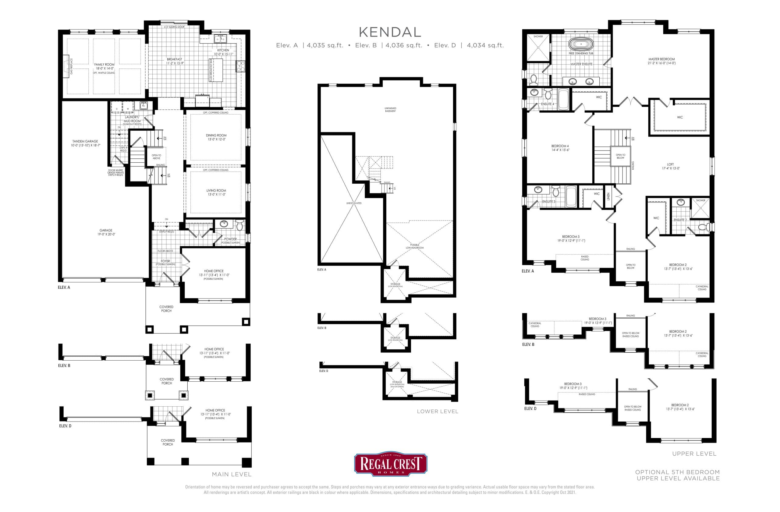 Kendal Floor Plan at Bondhead by Regal Crest Homes - 4036 sq.ft