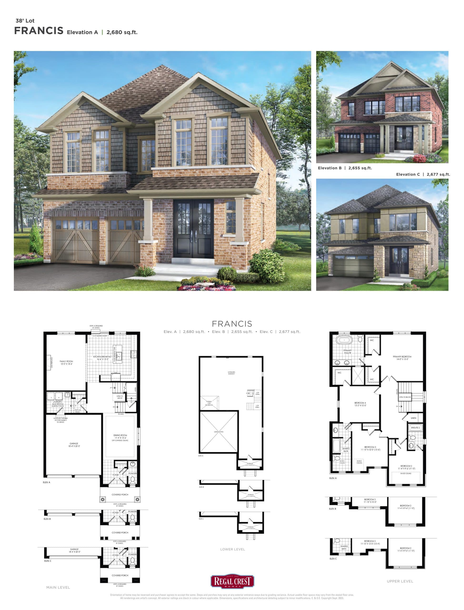 Francis Floor Plan at South Barrie by Regal Crest Homes - 2680 sq.ft