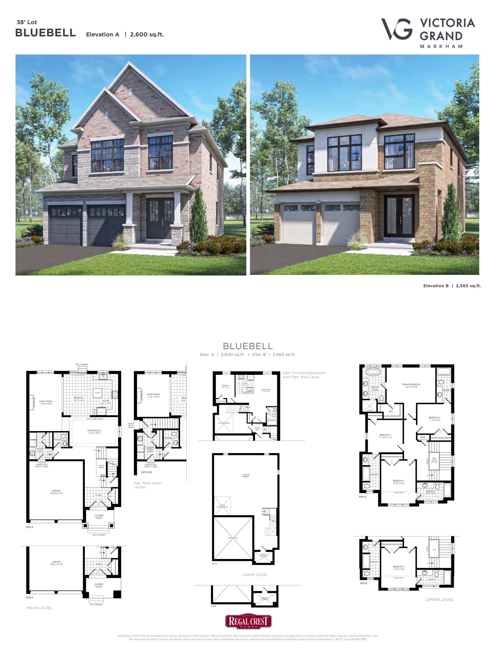 Bluebell Floor Plan at Victoria Grand by Regal Crest Homes - 2600 sq.ft