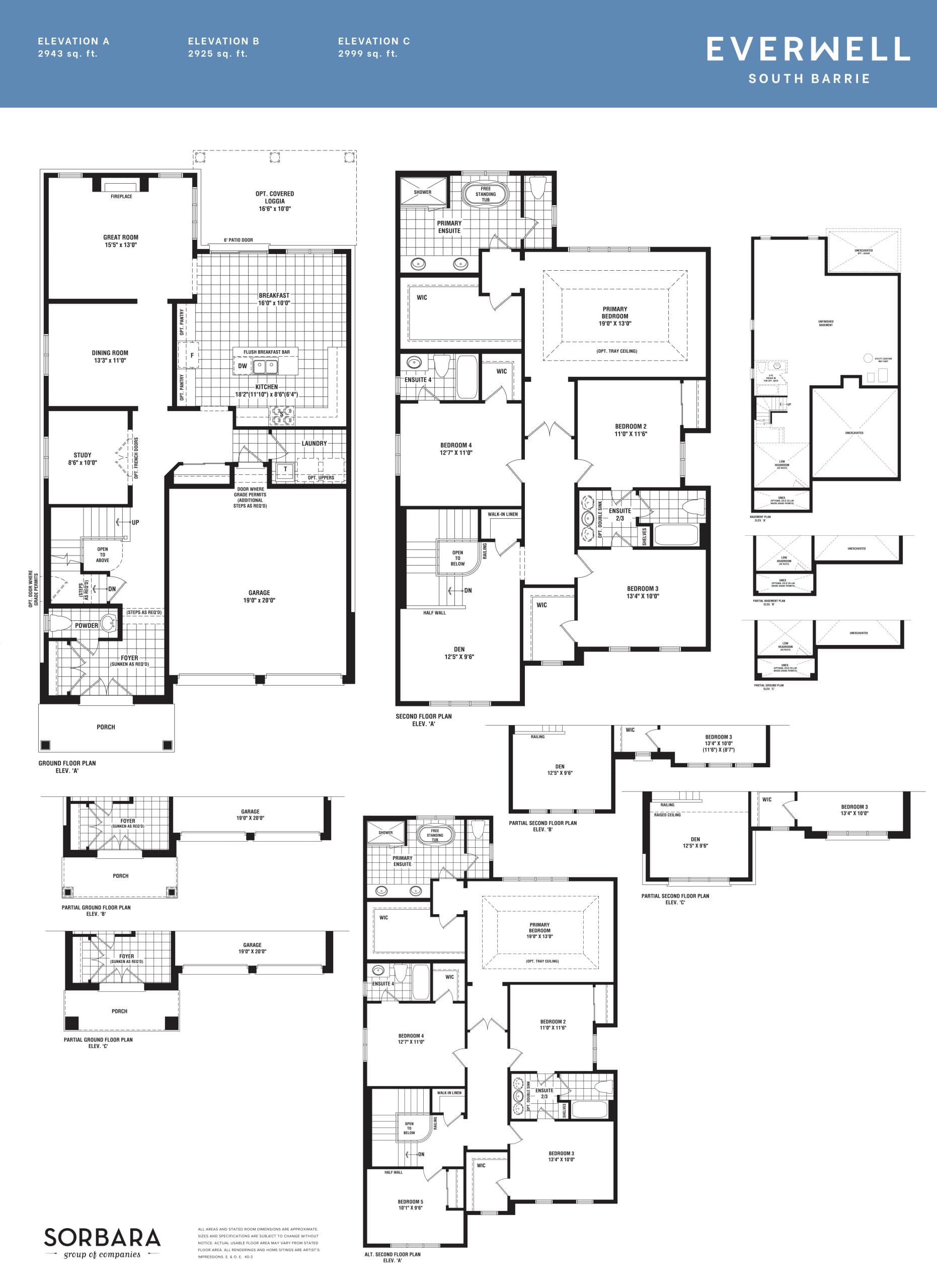 The Bayview Floor Plan at Everwell South Barrie - 2999 sq.ft